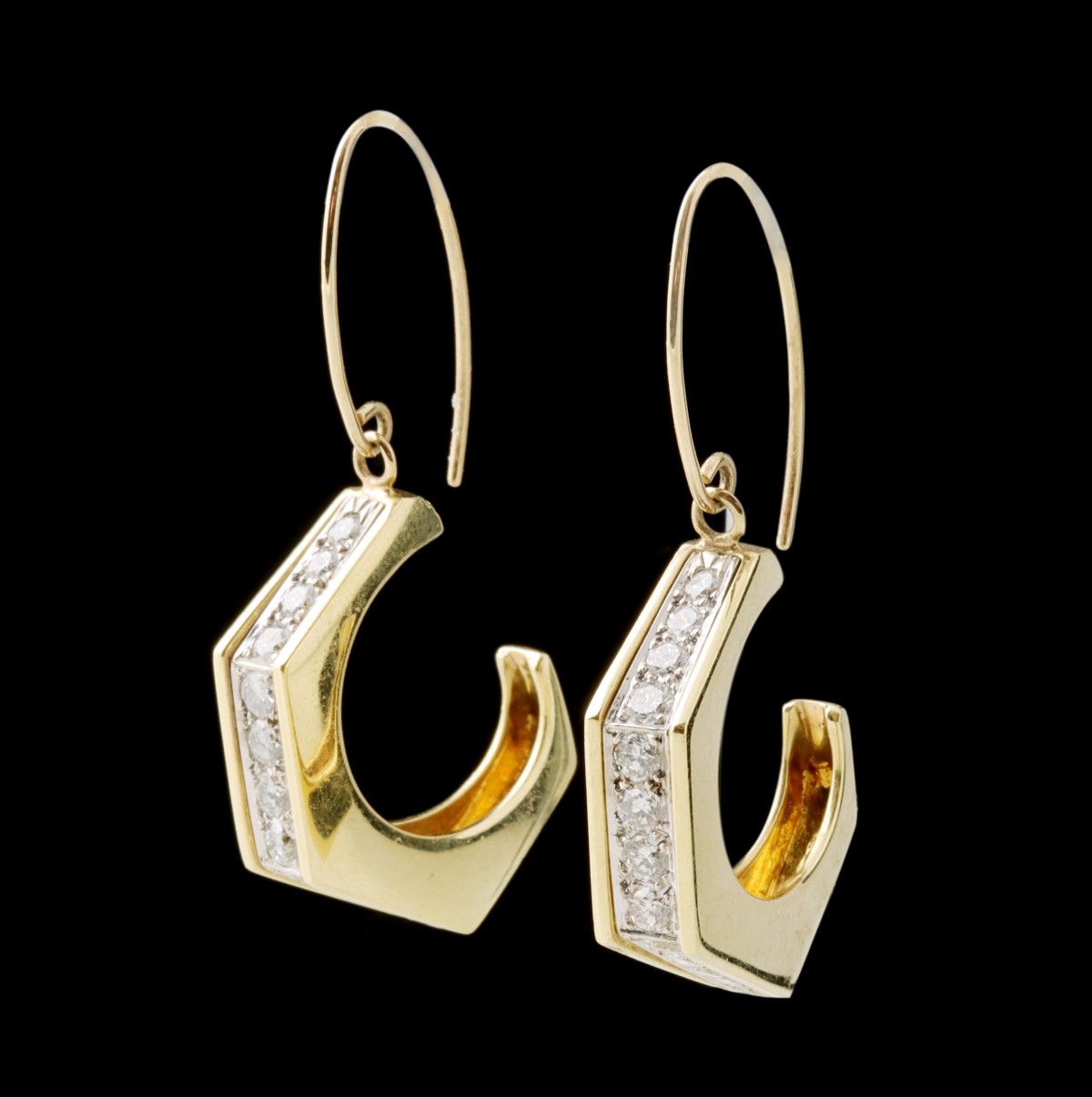 DIAMOND & 18K GOLD EARRINGS APPROX 1.3 CARATS TOTAL WT.