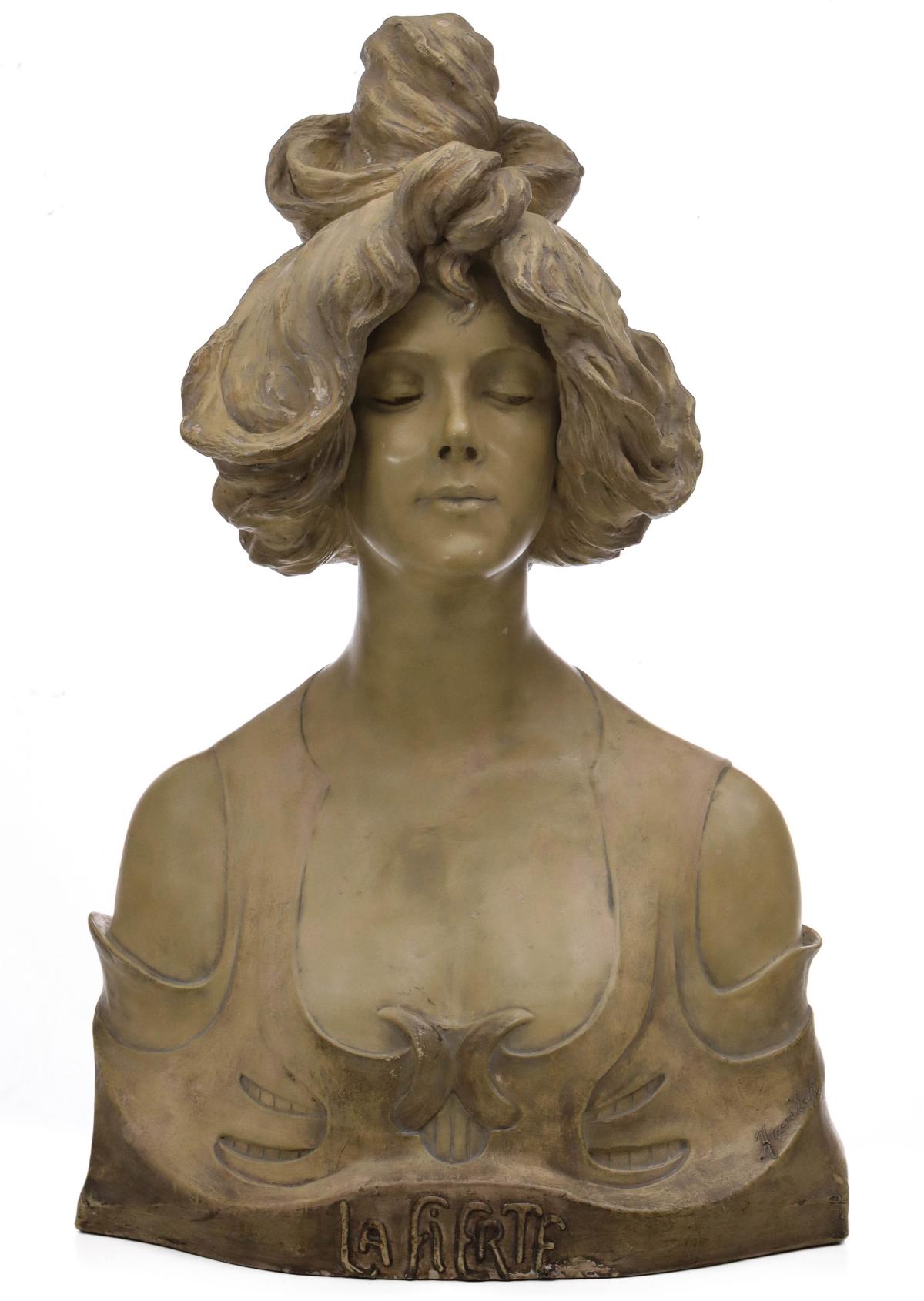 A LARGE HANRIHOFF ART NOUVEAU BUST FOR GOLDSCHEIDER