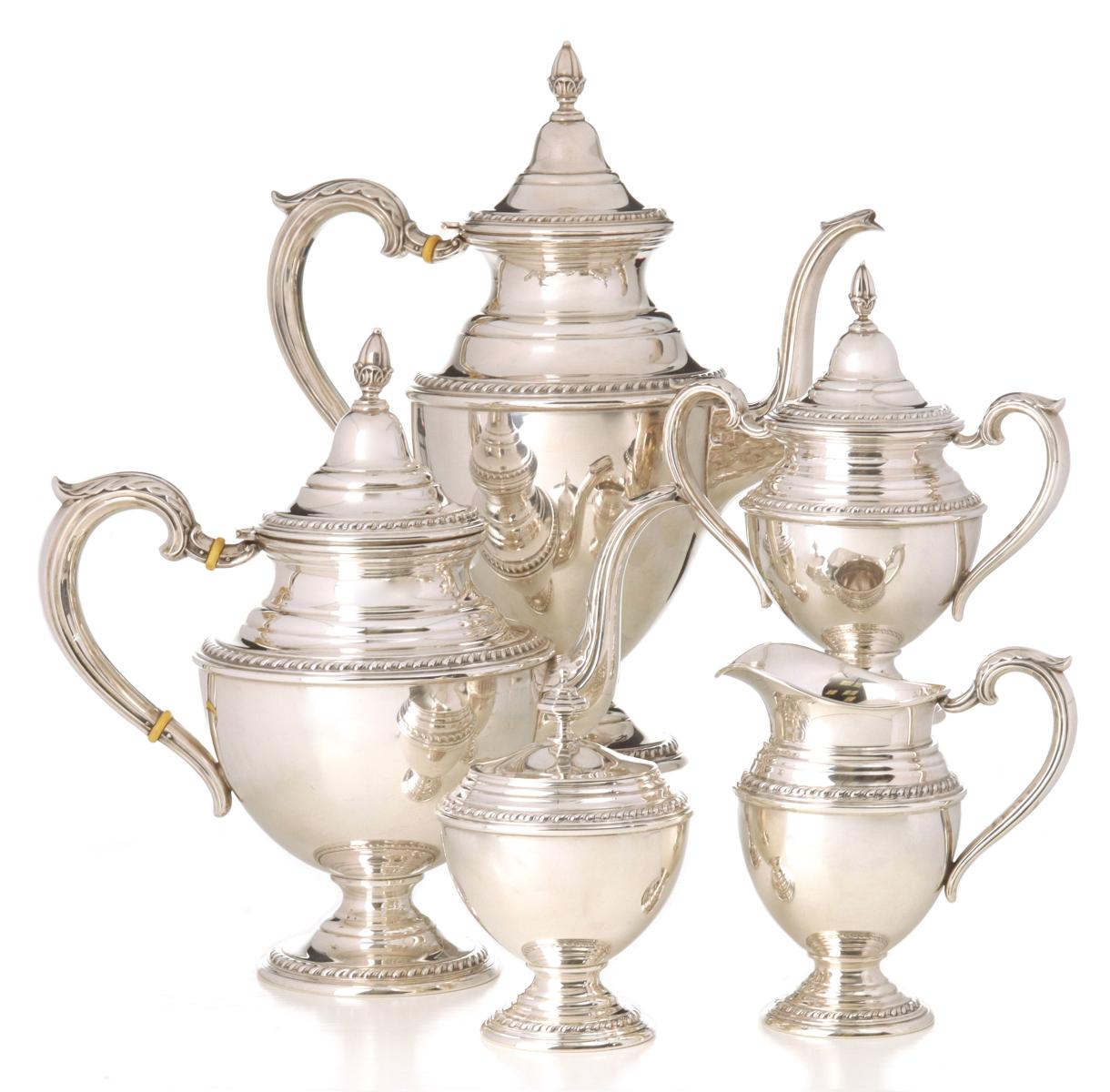 A ROGERS STERLING SILVER FIVE PIECE TEA COFFEE SERVICE