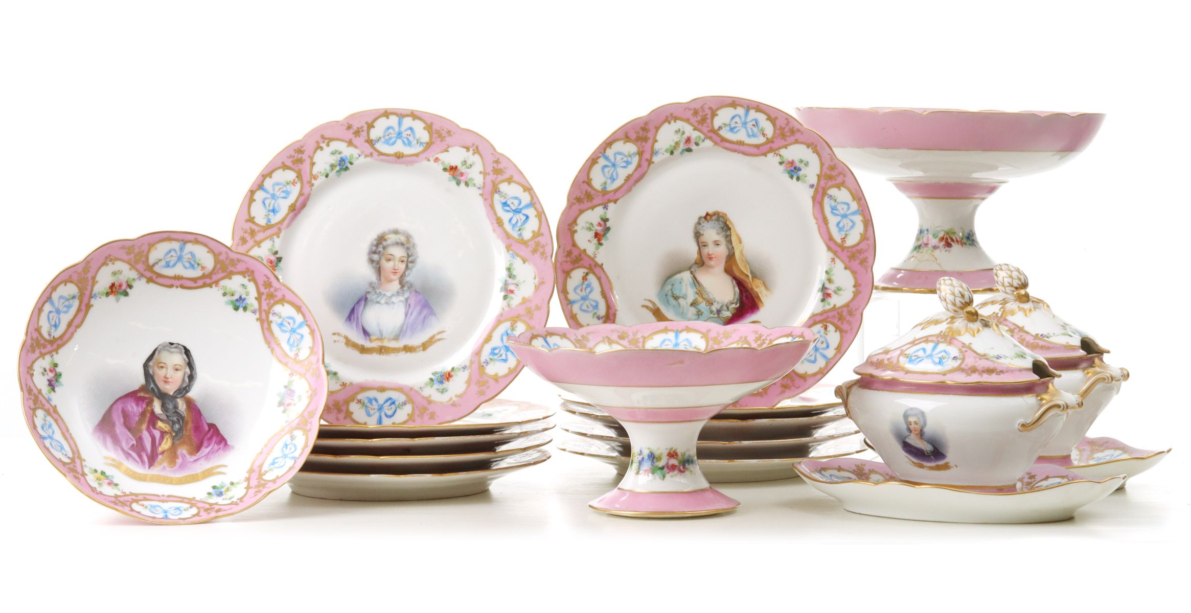 A SEVRES LOUIS-PHILIPPE MARK PORCELAIN TABLE SERVICE