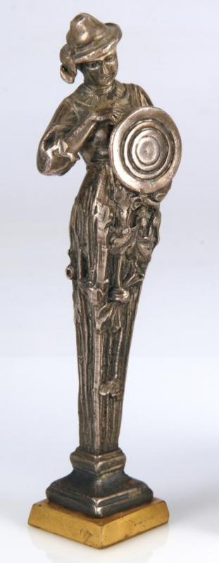 AN ANTIQUE FIGURAL TROUBADOUR DESK SEAL 