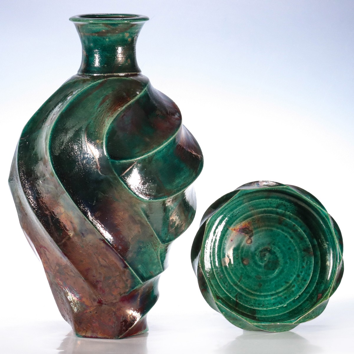 JIM CONNELL METALLIC GLAZE RAKU STUDIO POTTERY (2)