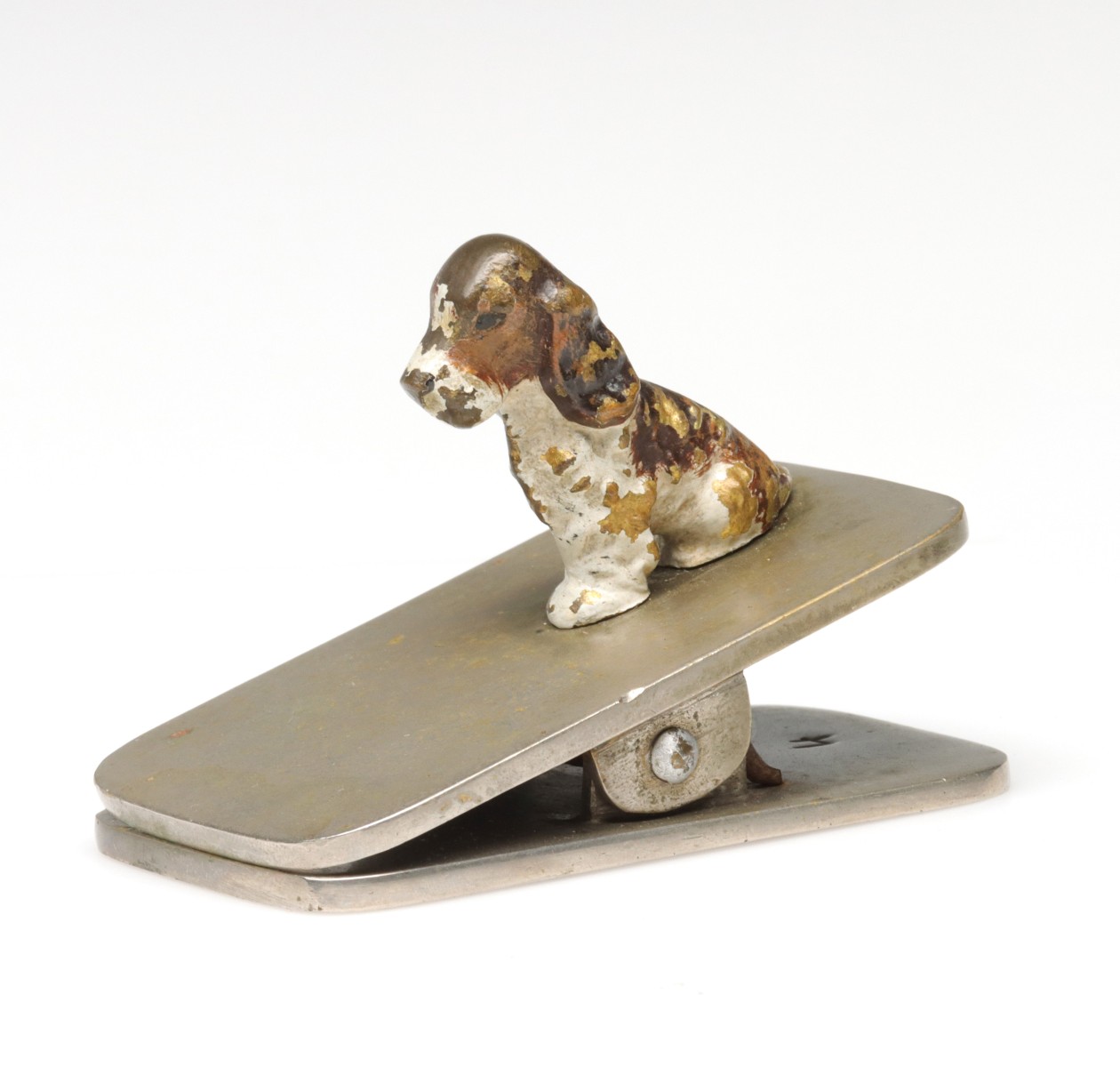 AUSTRIAN NICKEL PLATED BRONZE CLIP W/ COLD PAINTED DOG