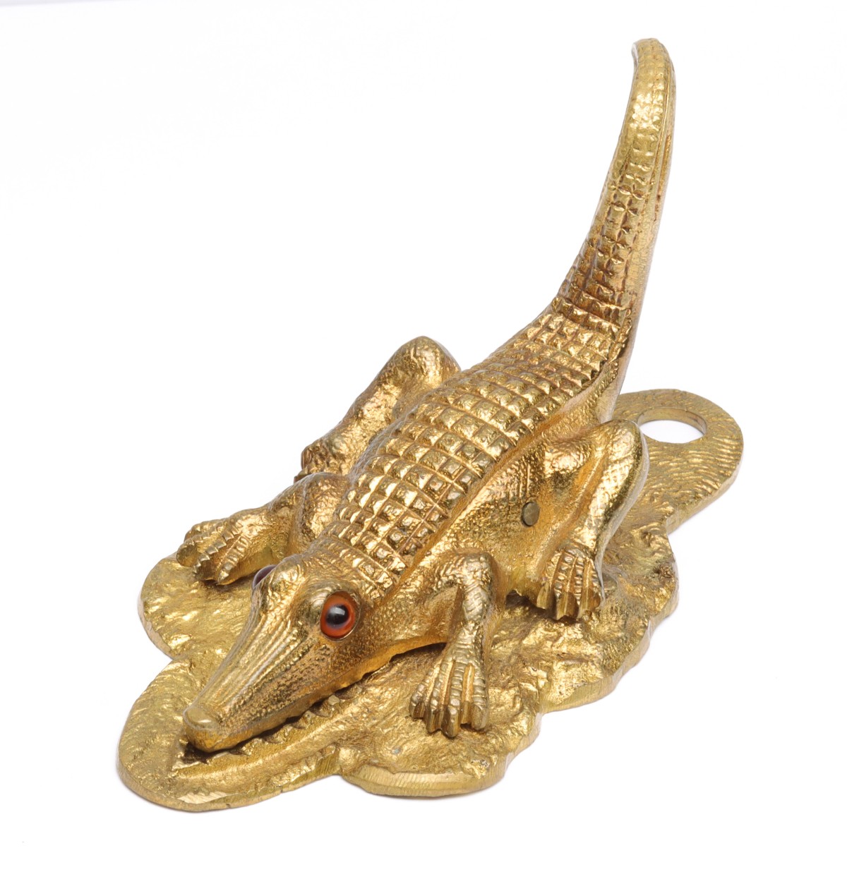 GILT BRASS GLASS EYED ALLIGATOR LETTER CLIP