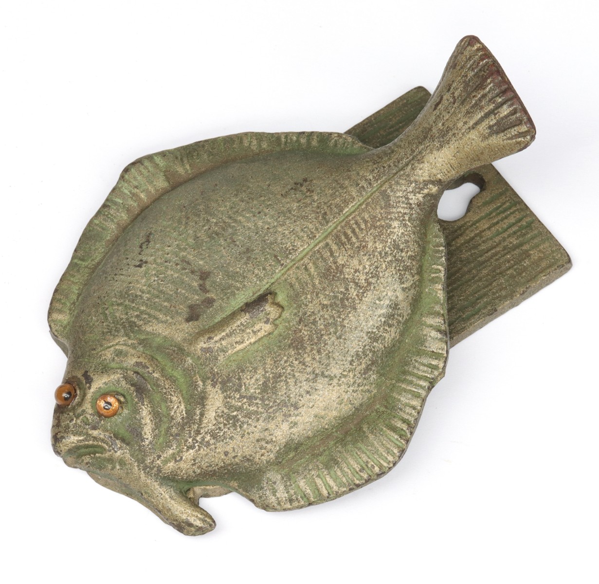 GLASS-EYED FIGURAL FLOUNDER LETTER CLIP 1880-1910