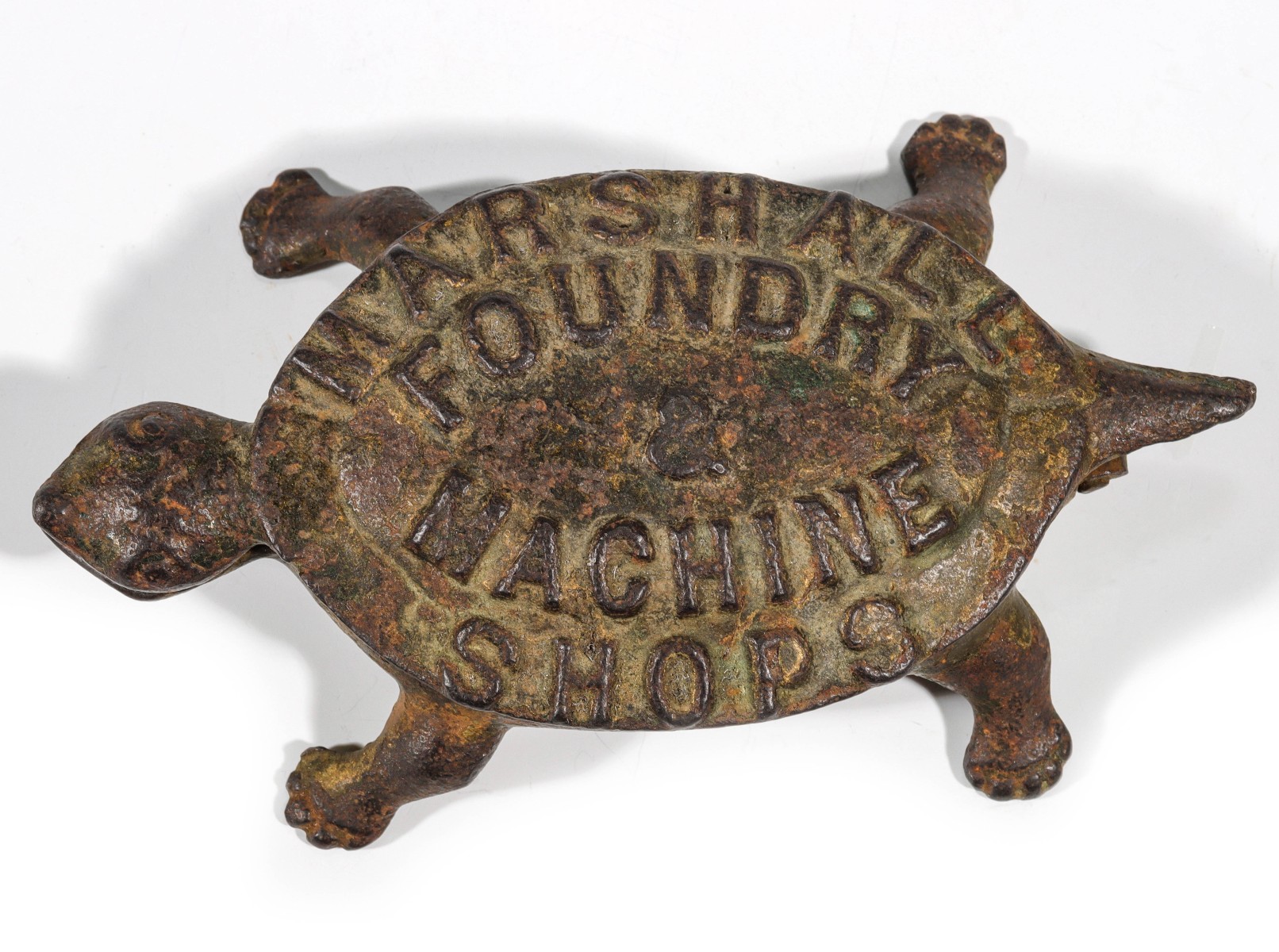 IRON TURTLE 'MARSHALL FOUNDRY' MATCH SAFE C. 1900