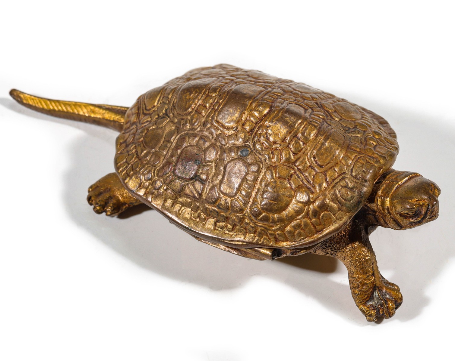 A BRASS TURTLE MATCH SAFE STRIKER C. 1897