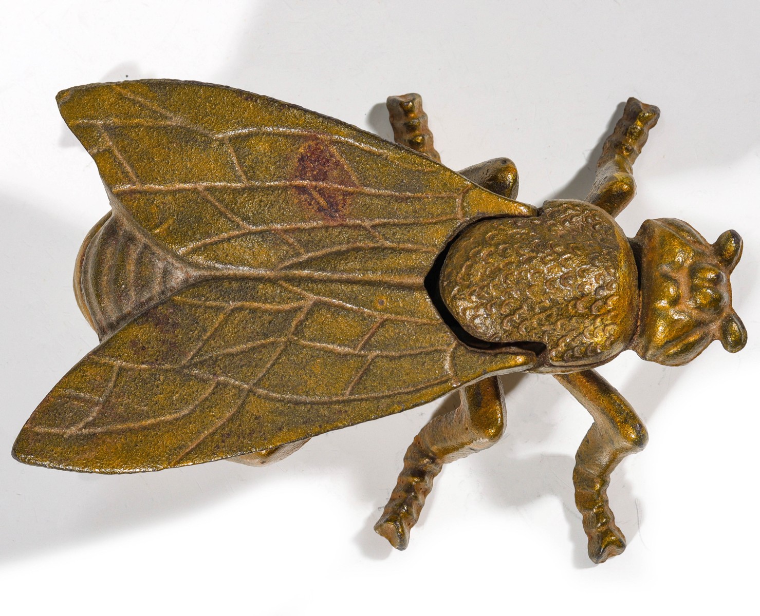 CAST IRON HOUSEFLY MATCH SAFE C. 1890