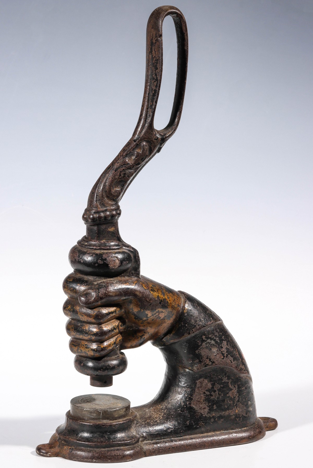 INTERESTING LARGE FIGURAL HAND IRON SEAL C. 1875