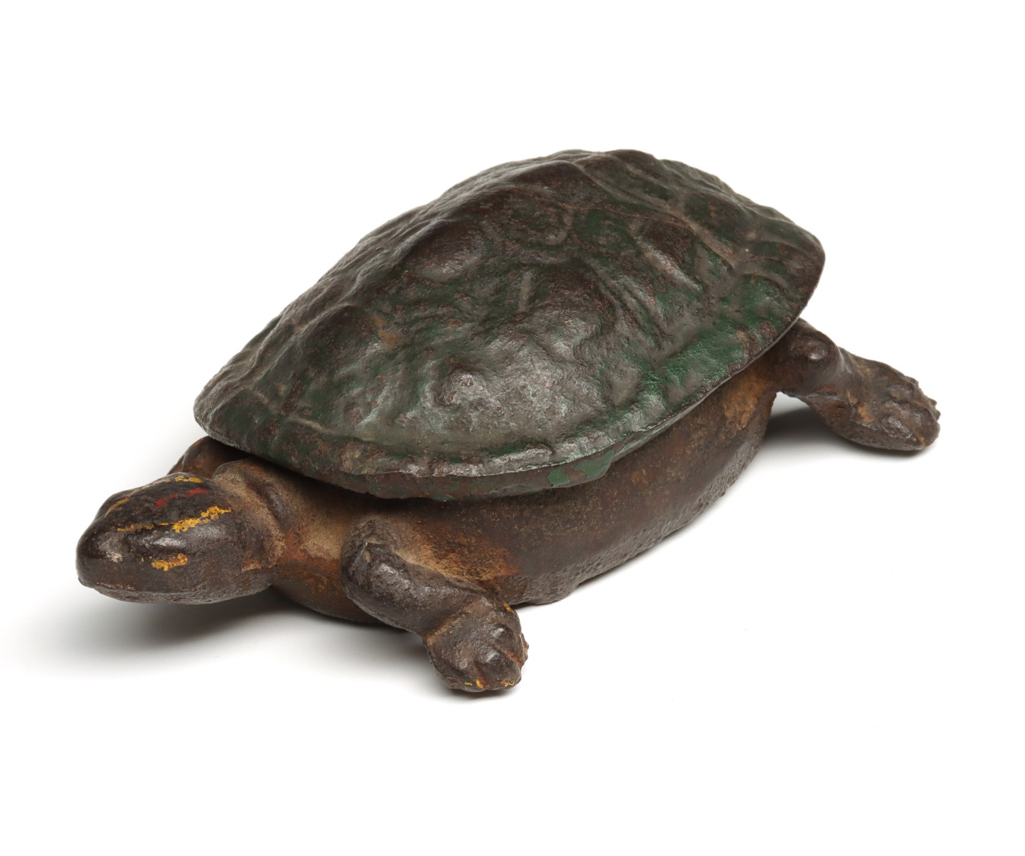 AN IRON TURTLE ADVERTISING MATCH SAFE C. 1900