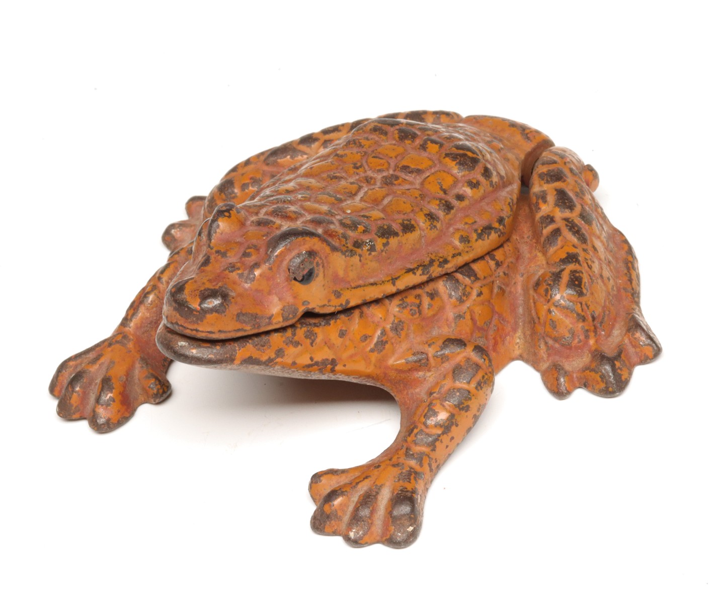 FIGURAL IRON FROG MATCH SAFE CIRCA 1920