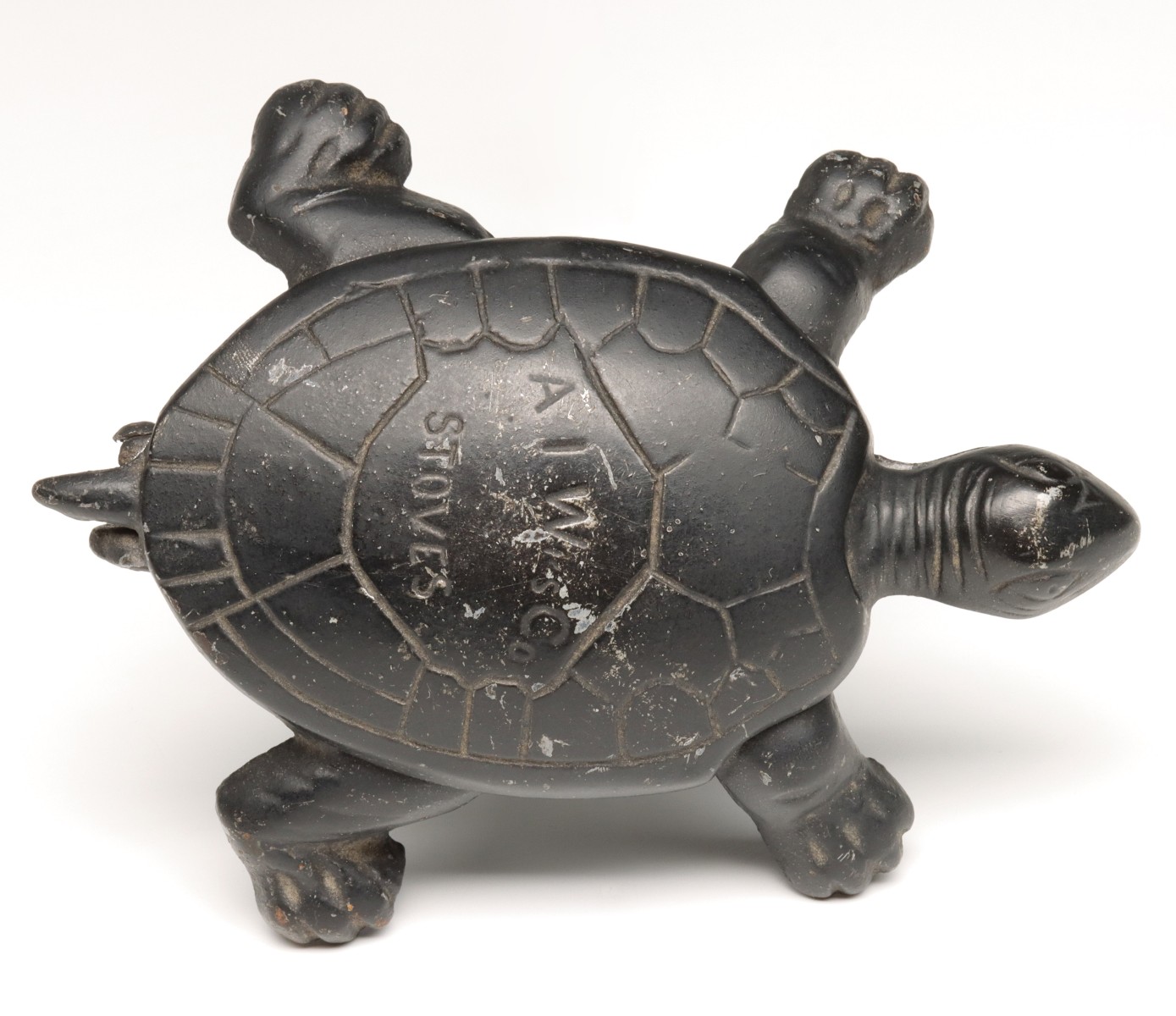 IRON TURTLE STOVE ADVERTISING MATCH SAFE C. 1900