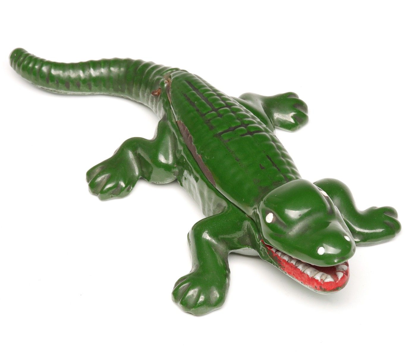 A GRANITEWARE ENAMEL IRON ALLIGATOR SAFE C. 1900