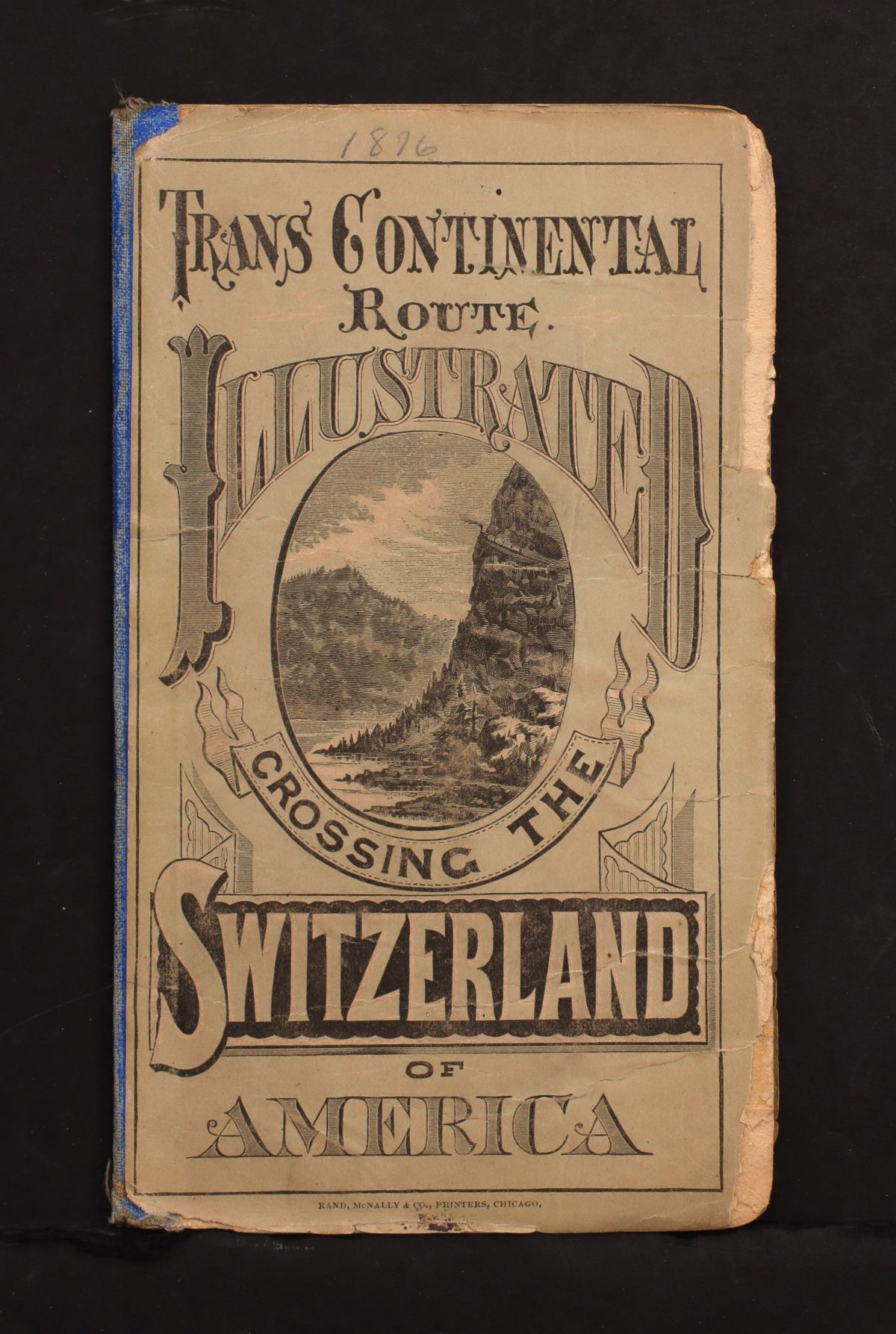 VERY RARE 1876 TRANS CONTINENTAL RR POCKET MAP 5' LONG