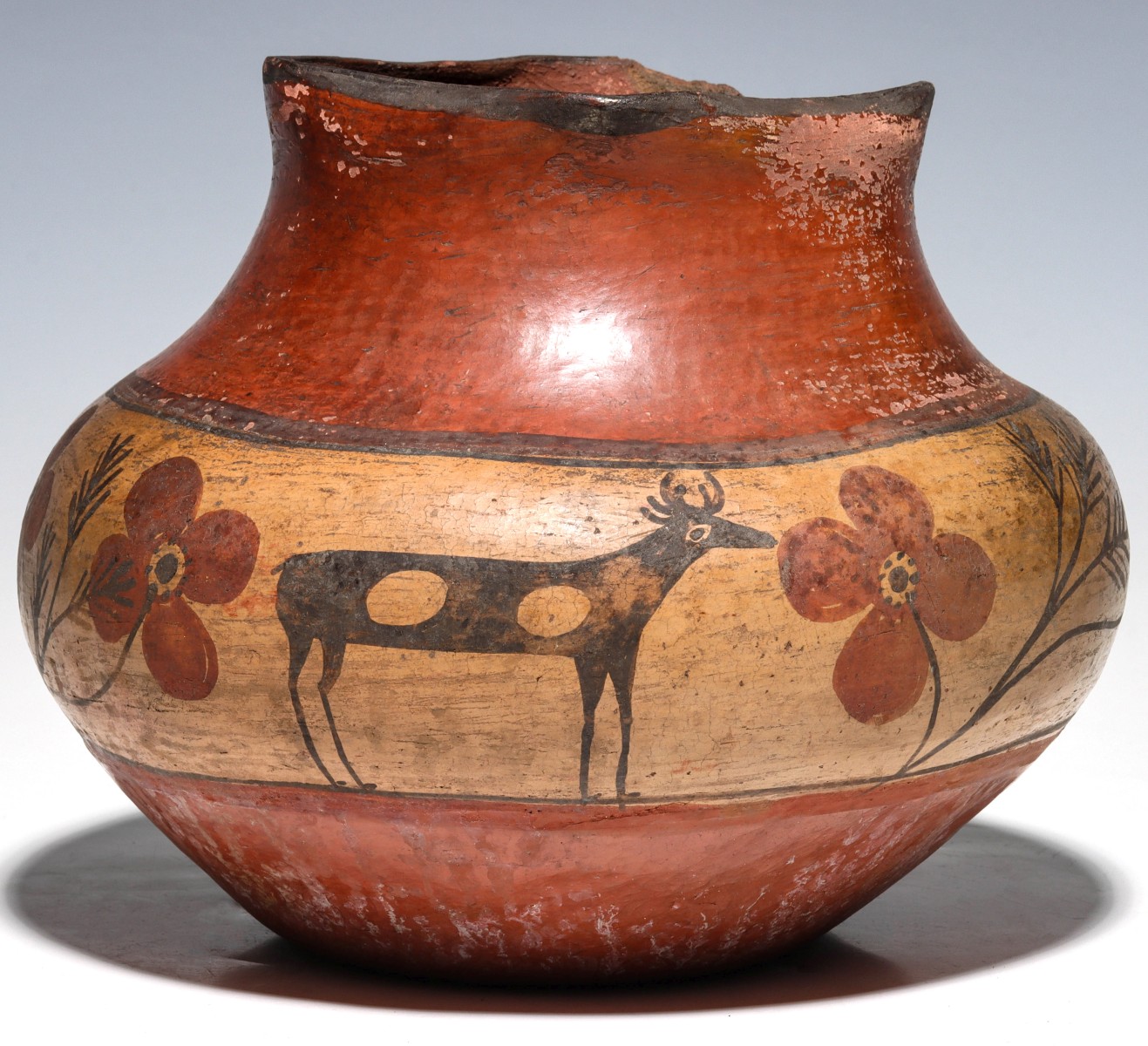 A ZIA POTTERY JAR WITH SQUARED RIM-AS FOUND