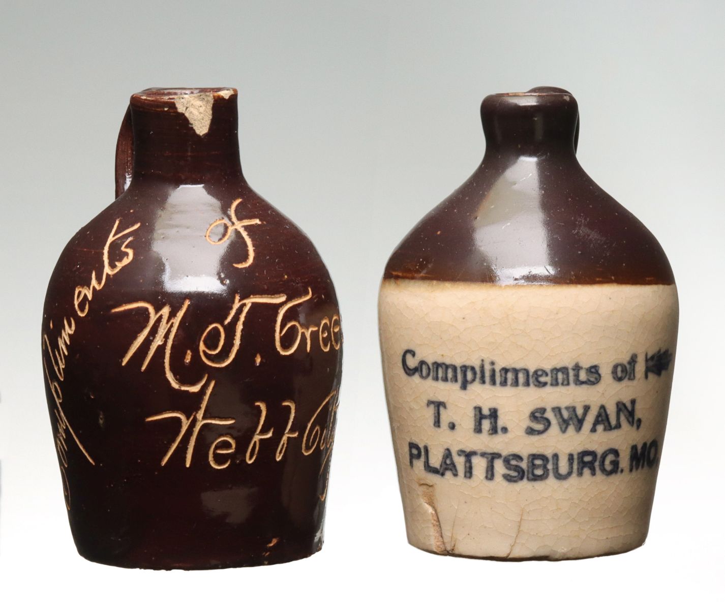 PLATTSBURG AND WEBB CITY MISSOURI MINI JUG