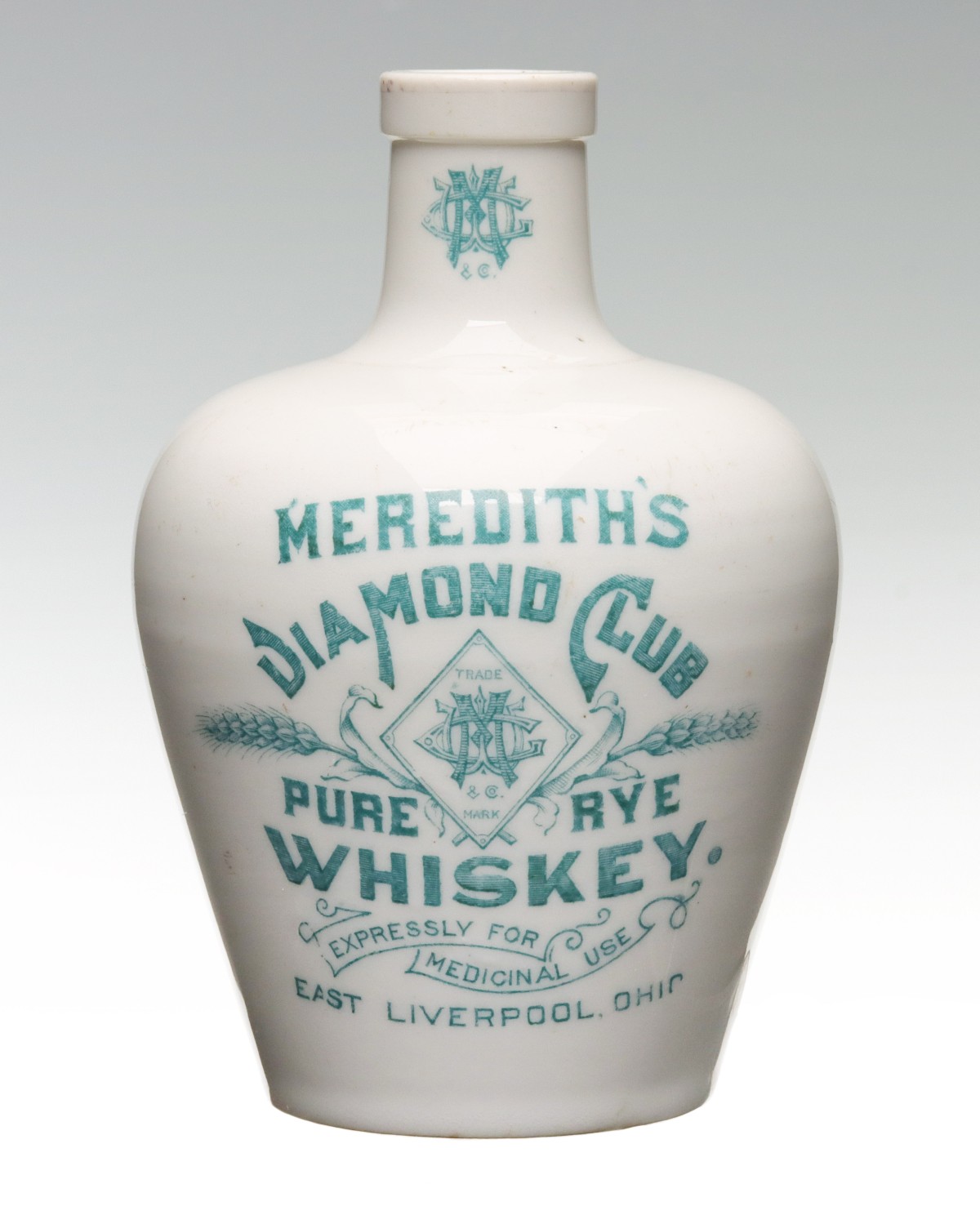 KTK PORCELAIN JUG FOR MEREDITH DIAMOND RYE WHISKEY