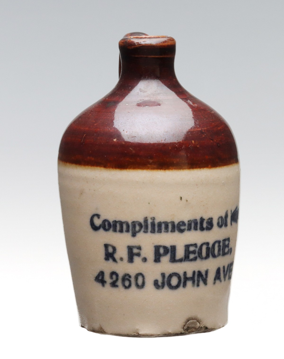 R. F. PLEGGE MINIATURE JUG 4260 JOHN AVE.