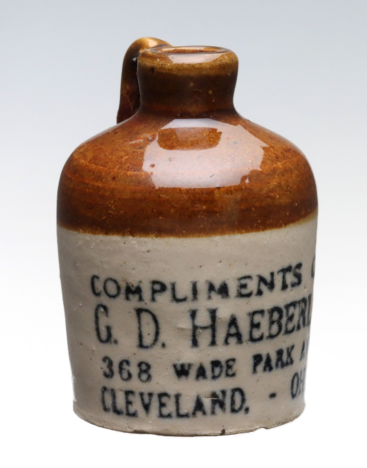 CLEVELAND OHIO STONEWARE MINI JUG