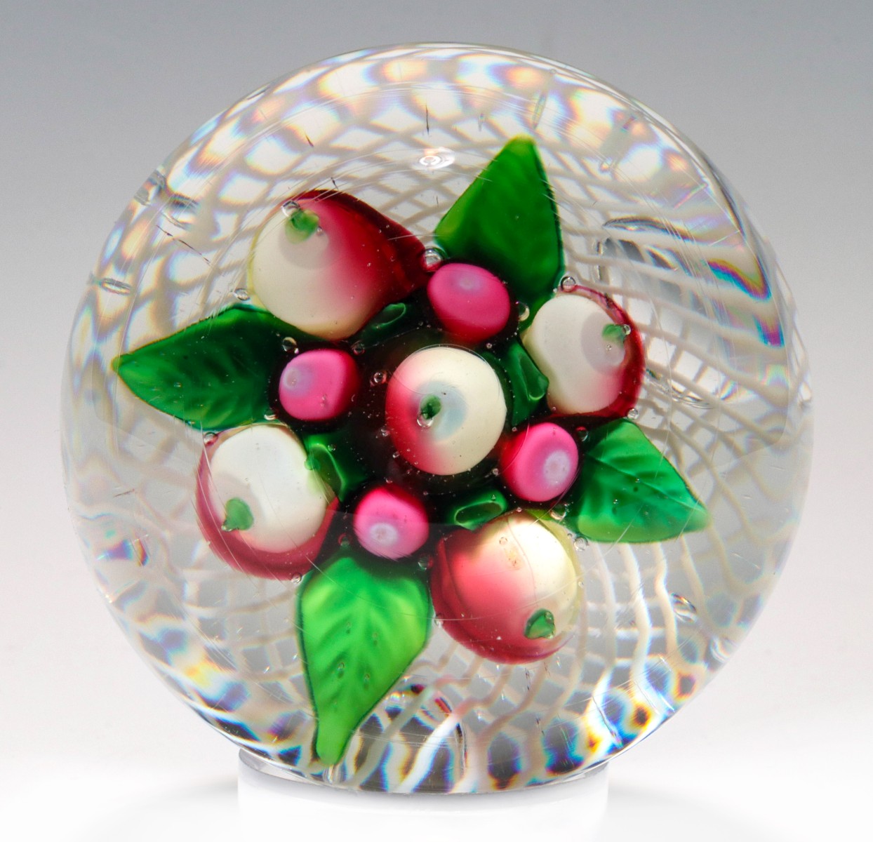 A NEW ENGLAND GLASS ANTIQUE FRUIT BOUQUET PAPERWEIGHT