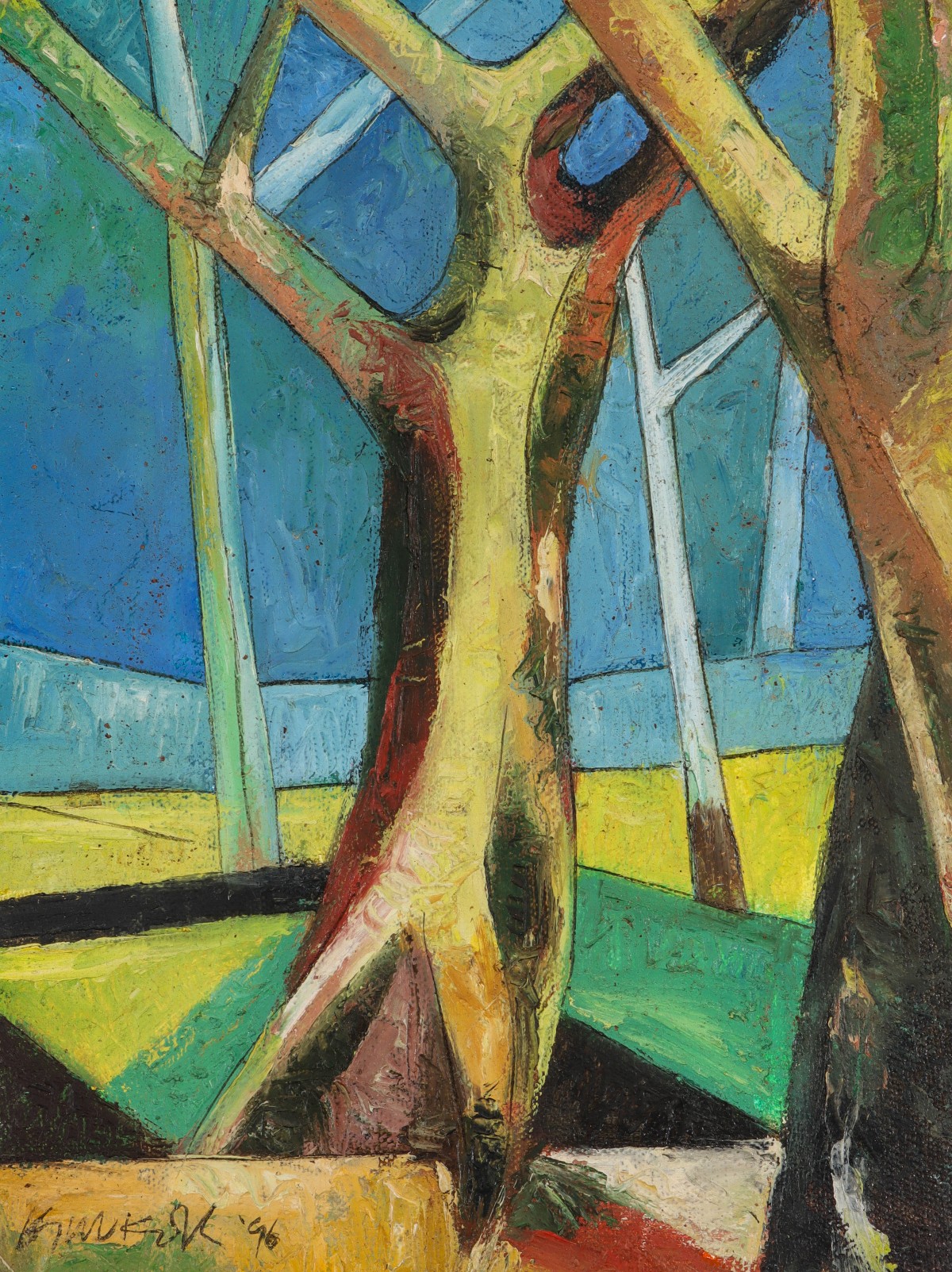 KIUKOK ANG (1931-2005) ABSTRACTED FOREST OIL ON CANVAS