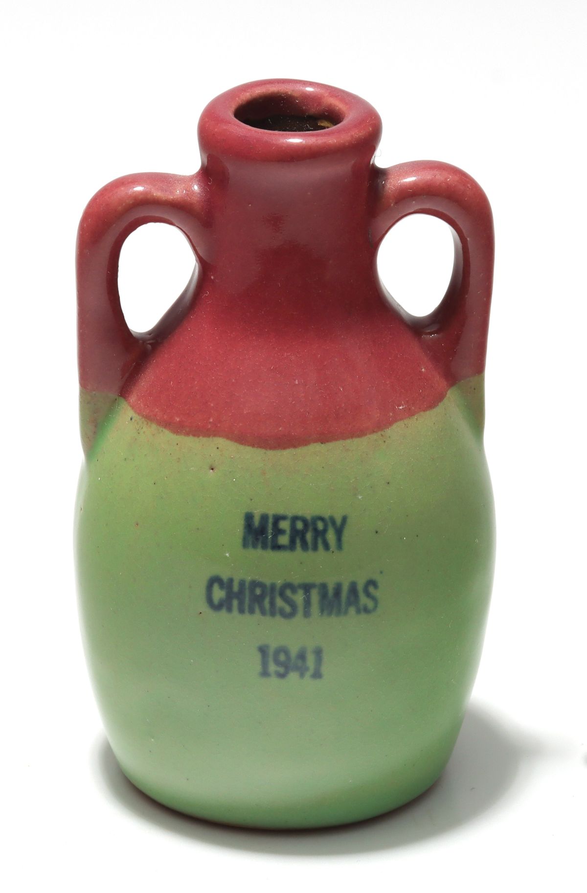 UHL POTTERY 1941 MERRY CHRISTMAS MINIATURE JUG