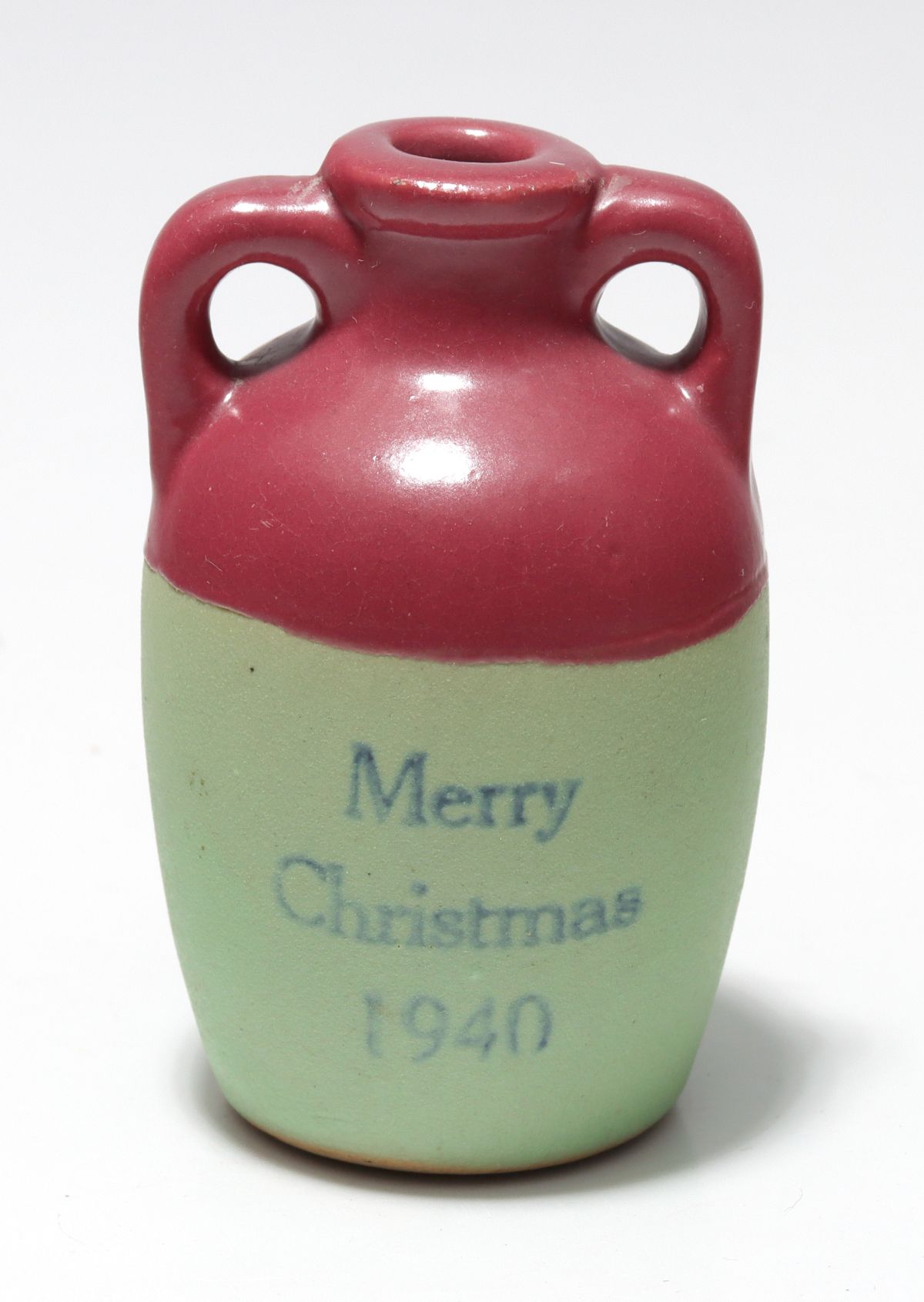 UHL POTTERY 1940 MERRY CHRISTMAS MINIATURE JUG