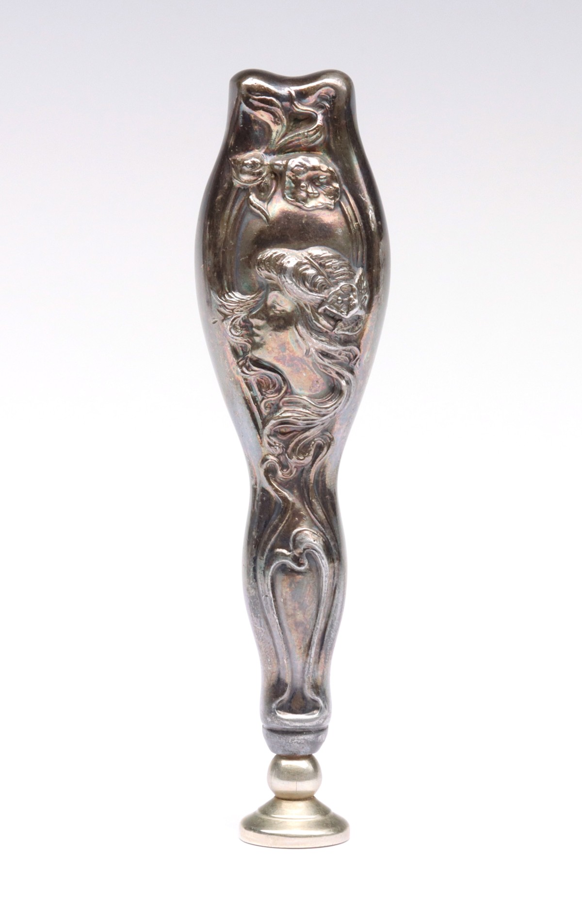 A SILVER PLATED ART NOUVEAU WAX SEAL 1890-1910