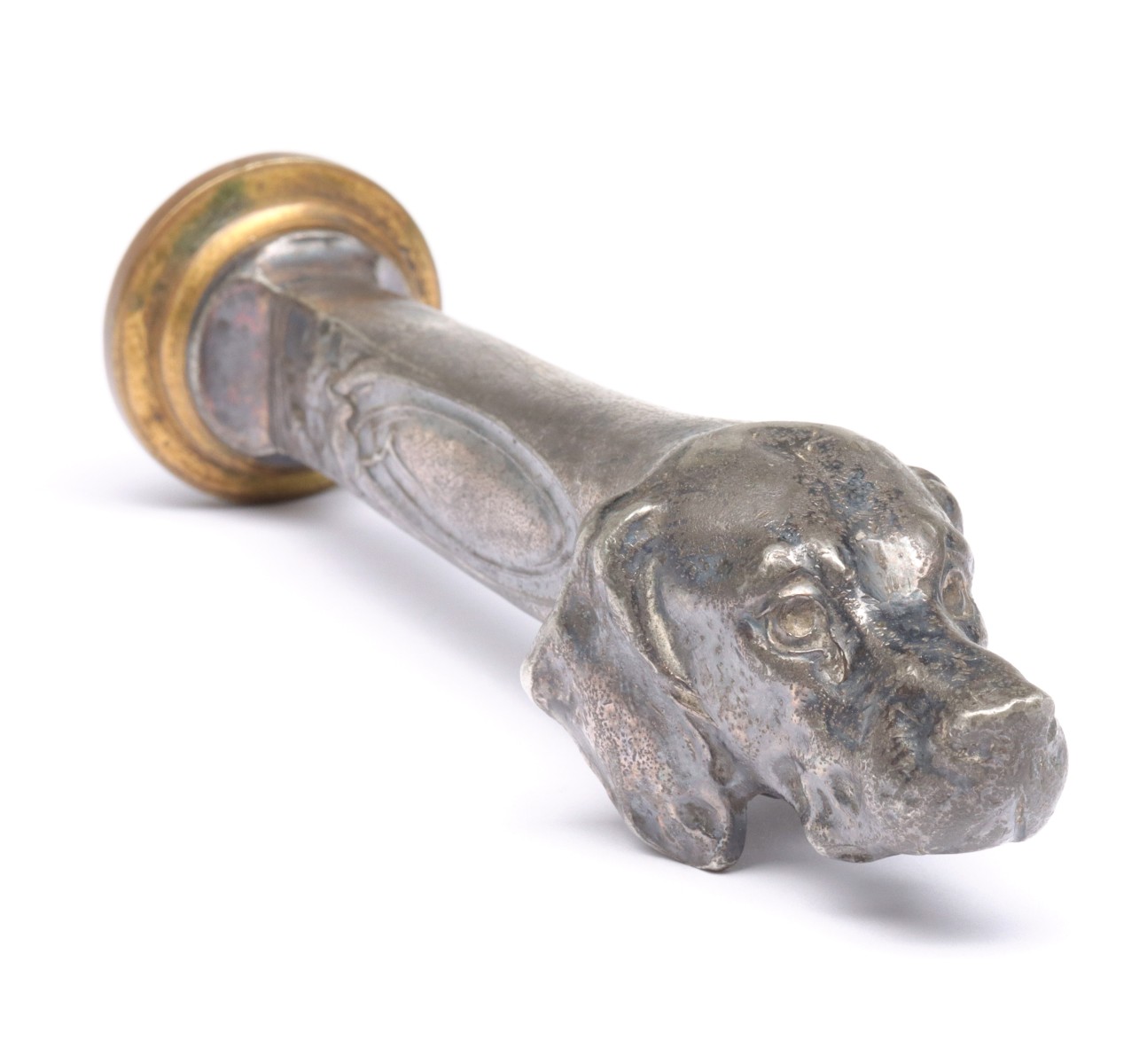 A SILVER PLATED DOG HEAD WAX SEAL 1890-1910