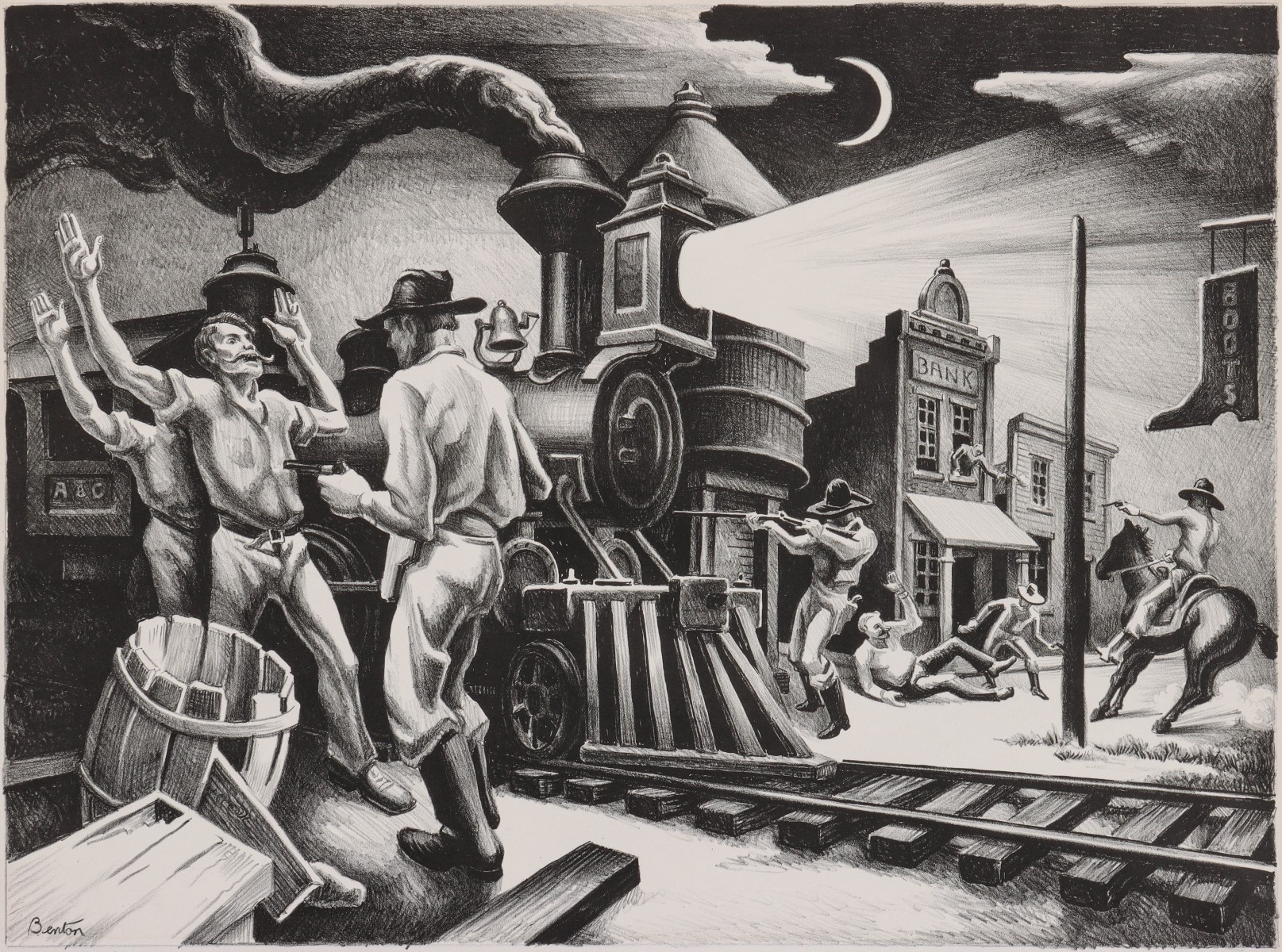 THOMAS HART BENTON (1889-1975) PENCIL SIGNED LITHO