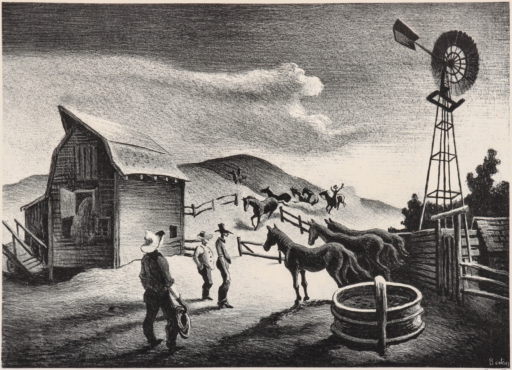 THOMAS HART BENTON (1889-1975) PENCIL SIGNED LITHO