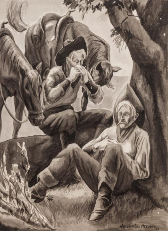 JACKSON LEE NESBITT (1913-2008) INK WASH ON PAPER