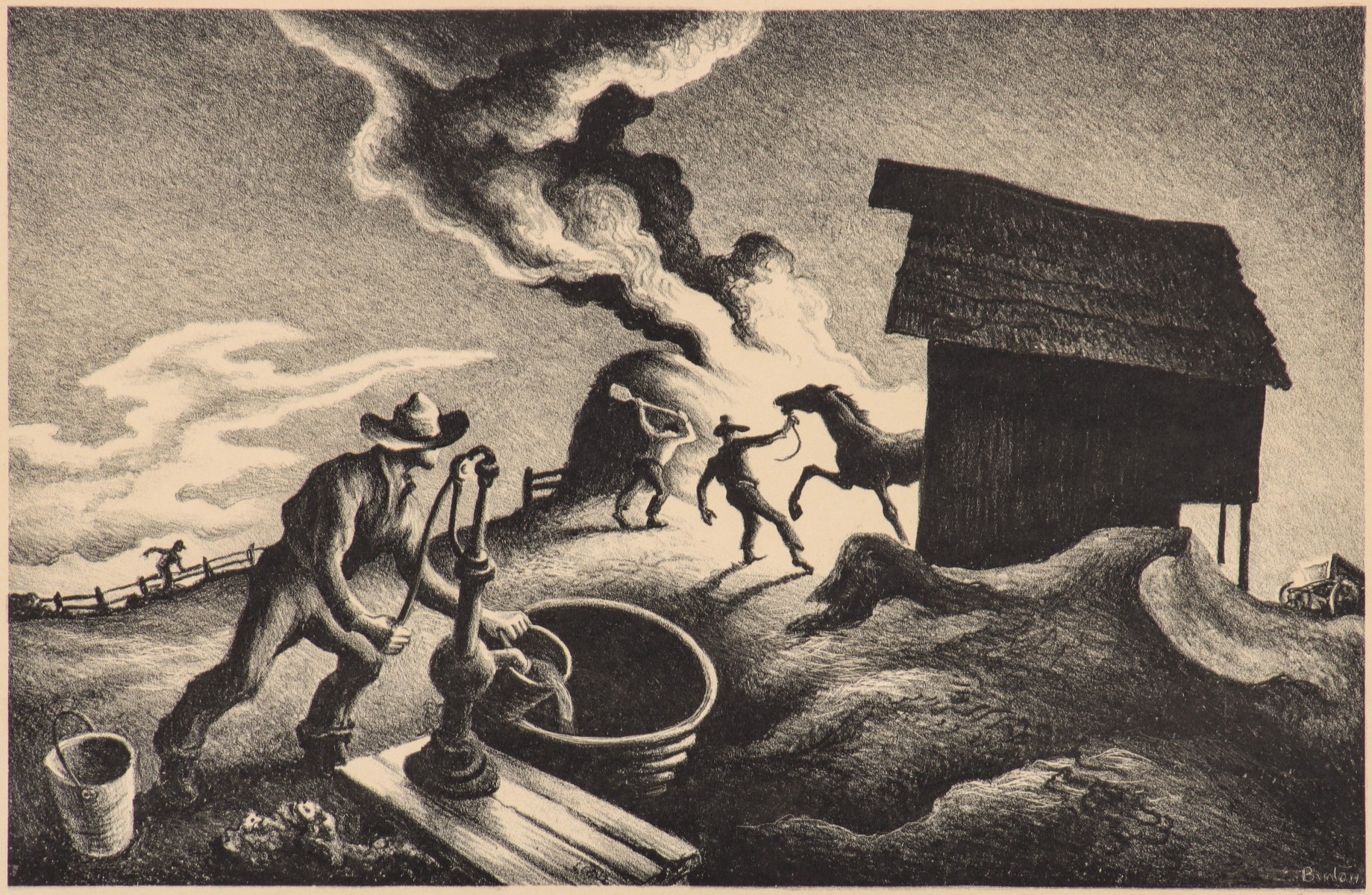 THOMAS HART BENTON (1889-1975) PENCIL SIGNED LITHO