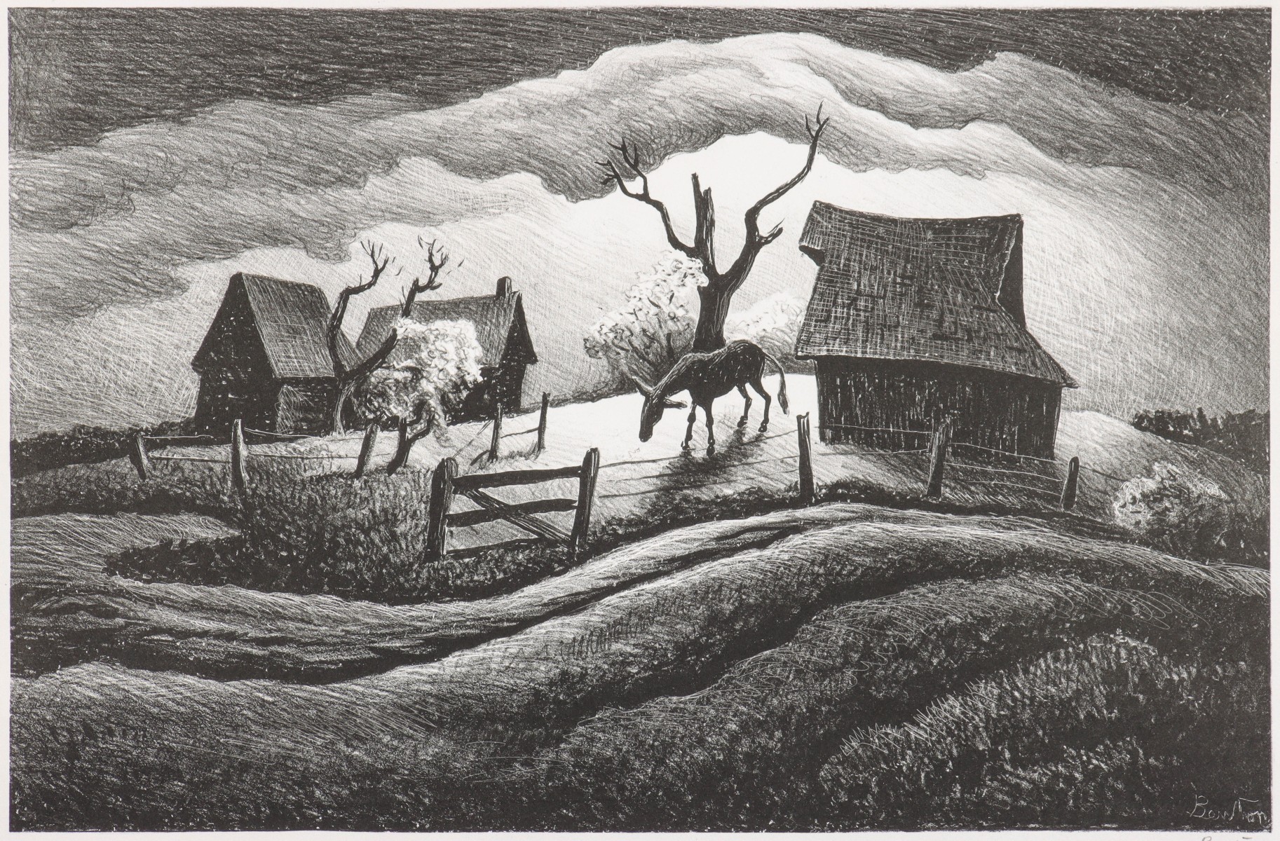 THOMAS HART BENTON (1889-1975) PENCIL SIGNED LITHO