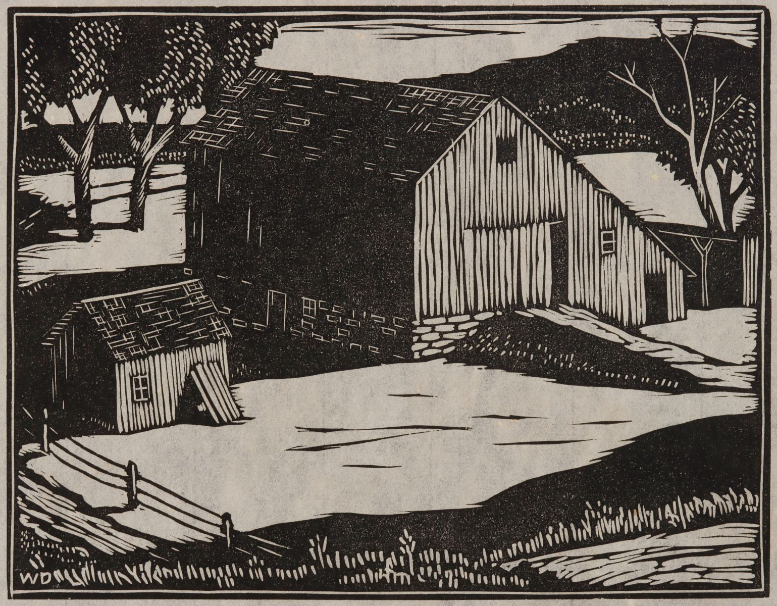 WILLIAM DICKERSON (1904-1972) PENCIL SIGNED BLOCK PRINT