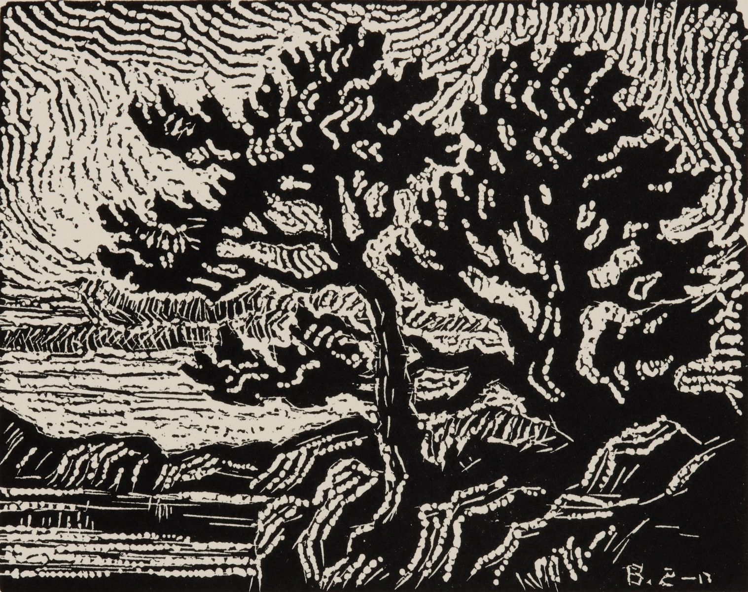 BIRGER SANDZEN (1871-1954) NAILHEAD BLOCK PRINT