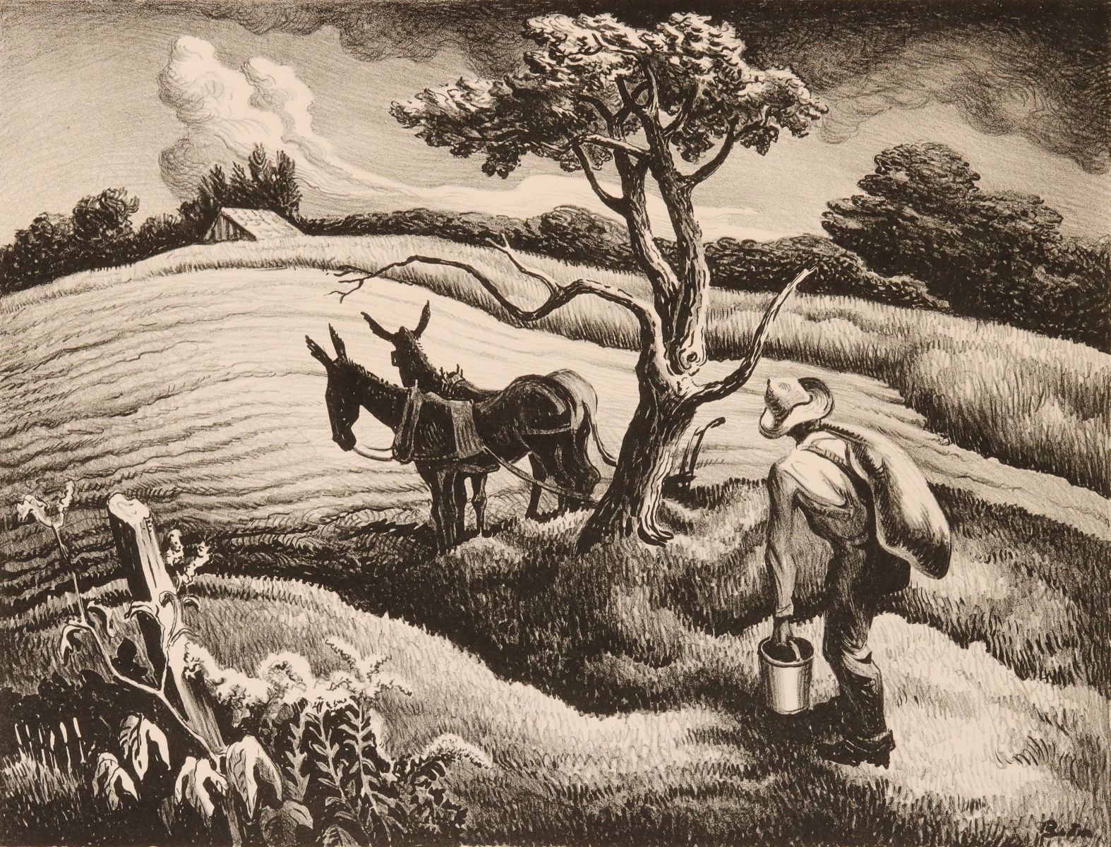 THOMAS HART BENTON (1889-1975) PENCIL SIGNED LITHO