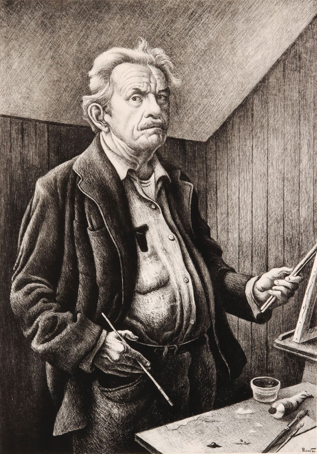 THOMAS HART BENTON (1889-1975) PENCIL SIGNED LITHO