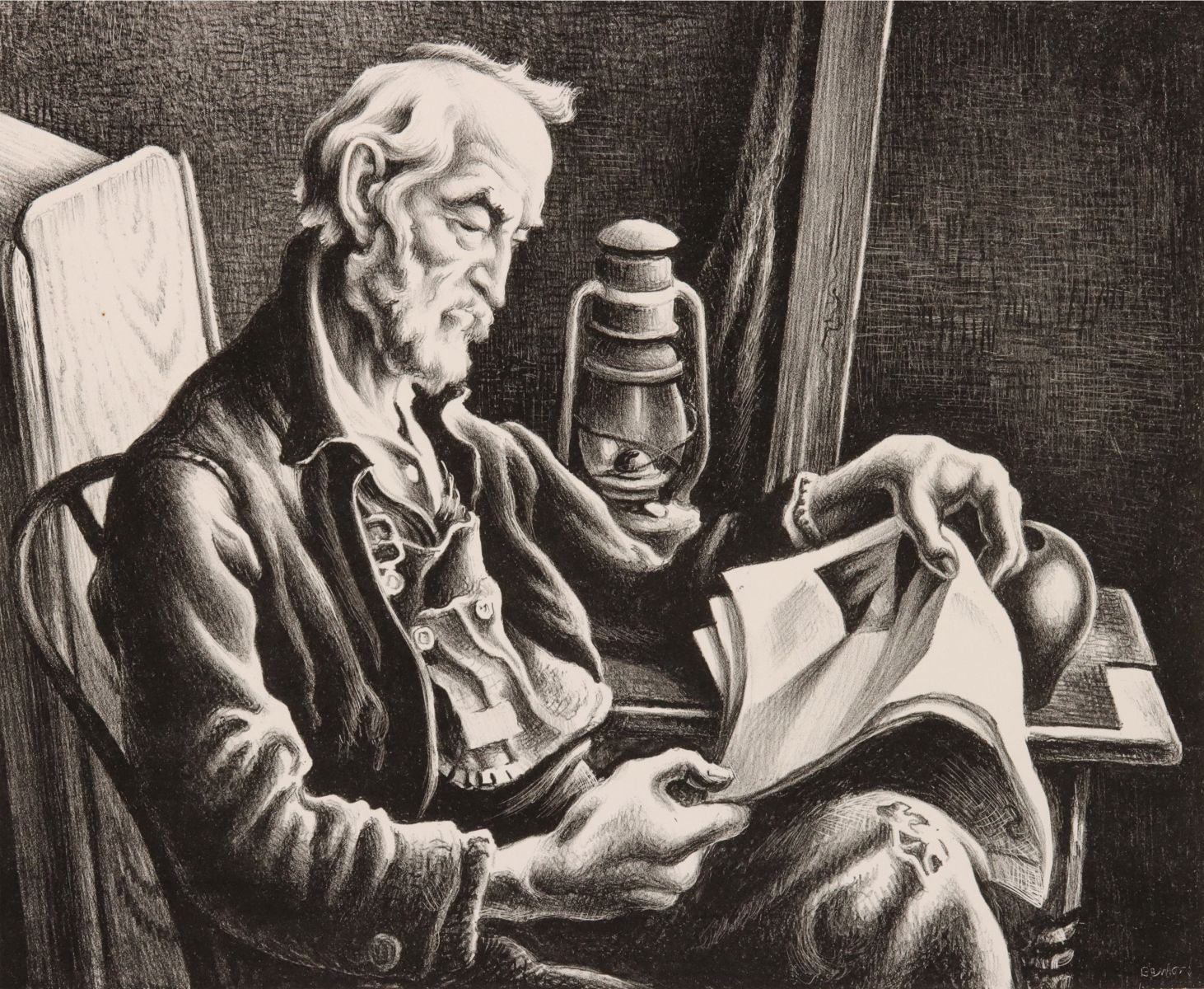 THOMAS HART BENTON (1889-1975) PENCIL SIGNED LITHO