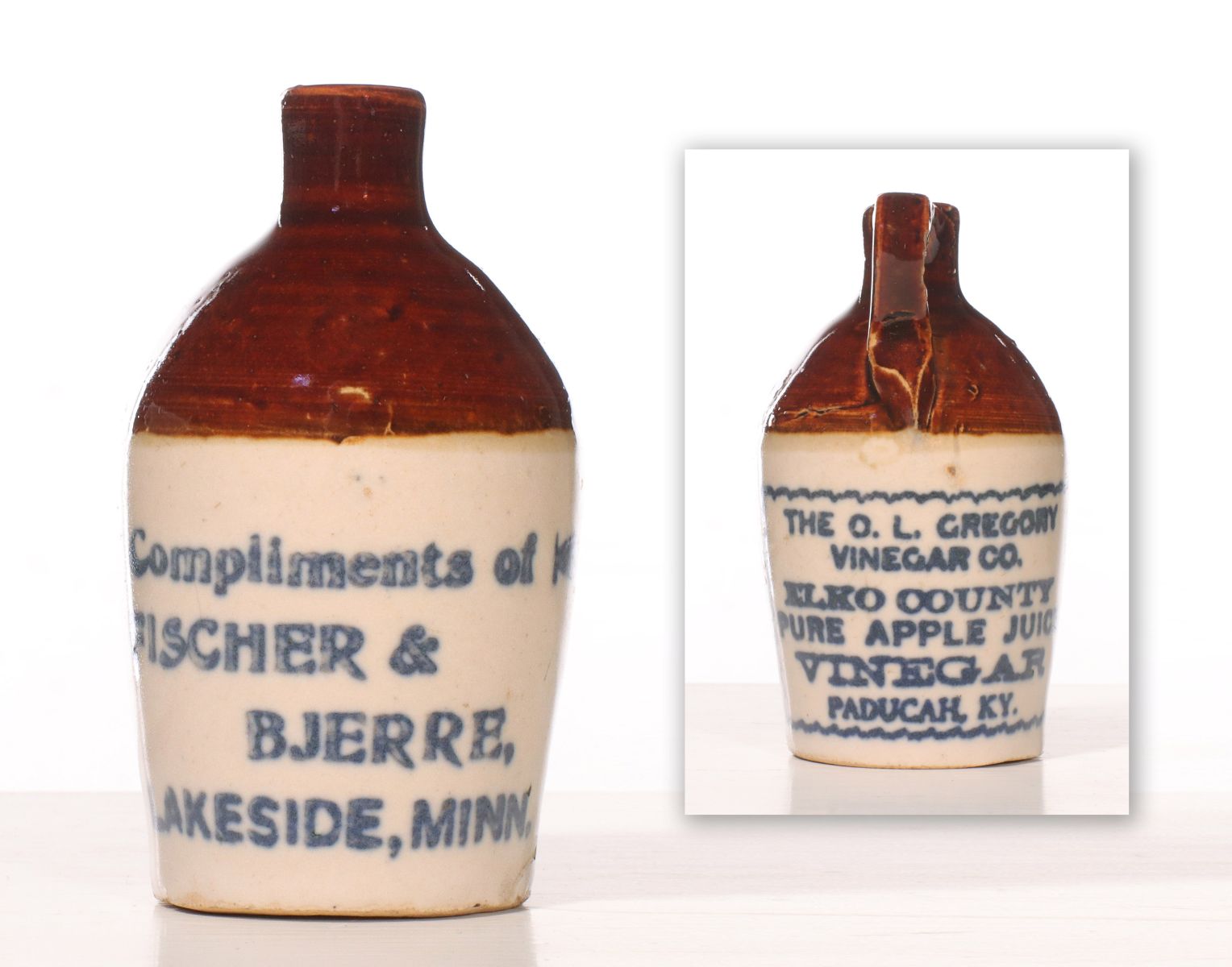 LAKESIDE, MINNESOTA DOUBLE-SIDED VINEGAR MINI JUG