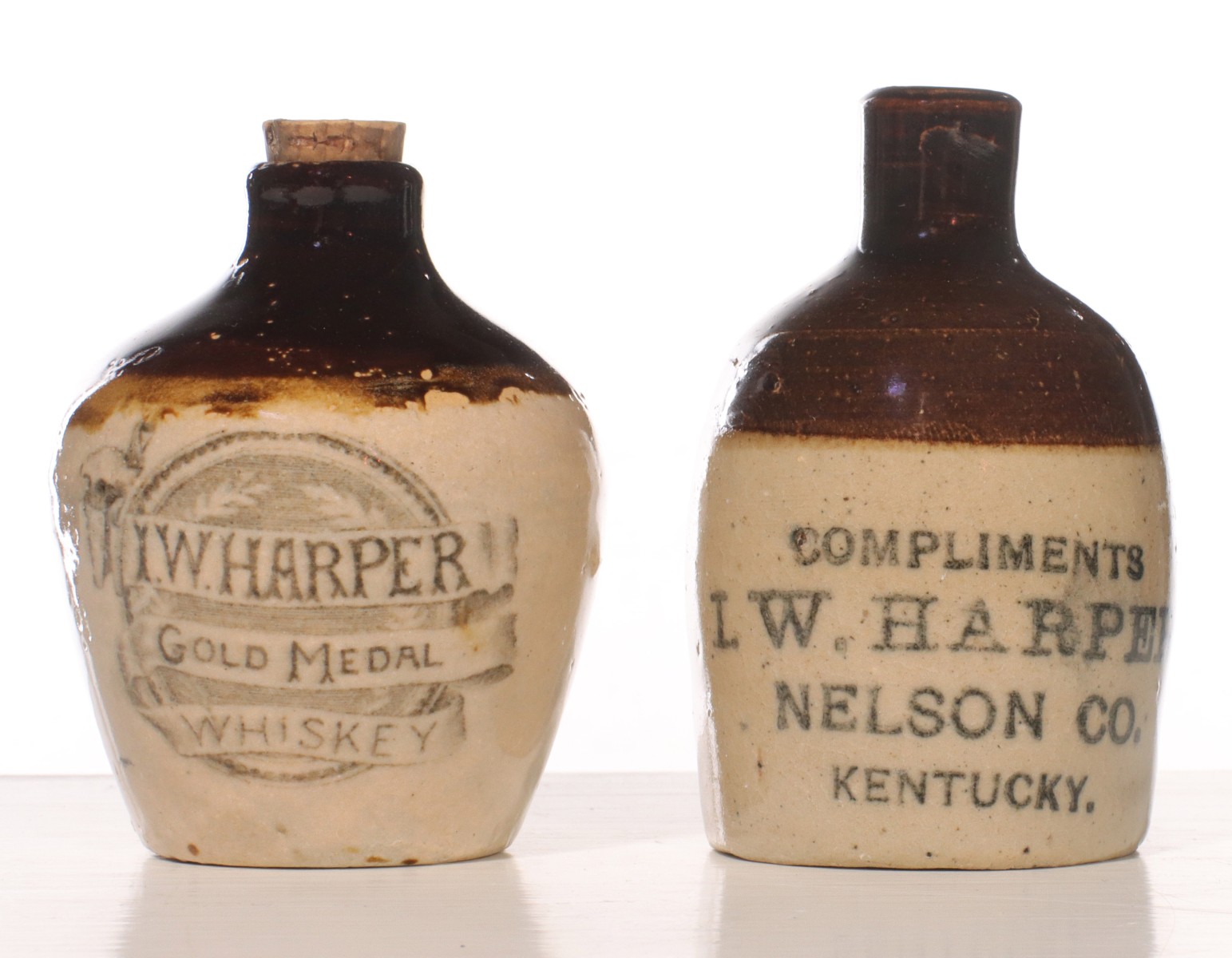 I..W. HARPER KENTUCKY WHISKEY STONEWARE MINI JUGS