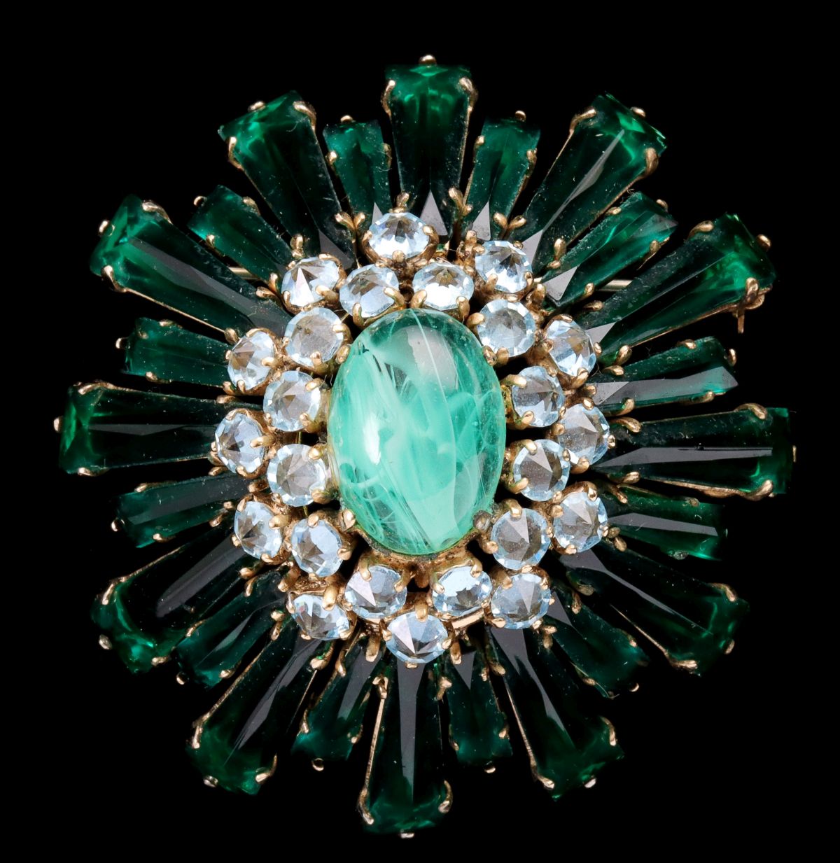 A NICE, LARGE THREE-COLOR BROOCH SIGNED SCHREINER