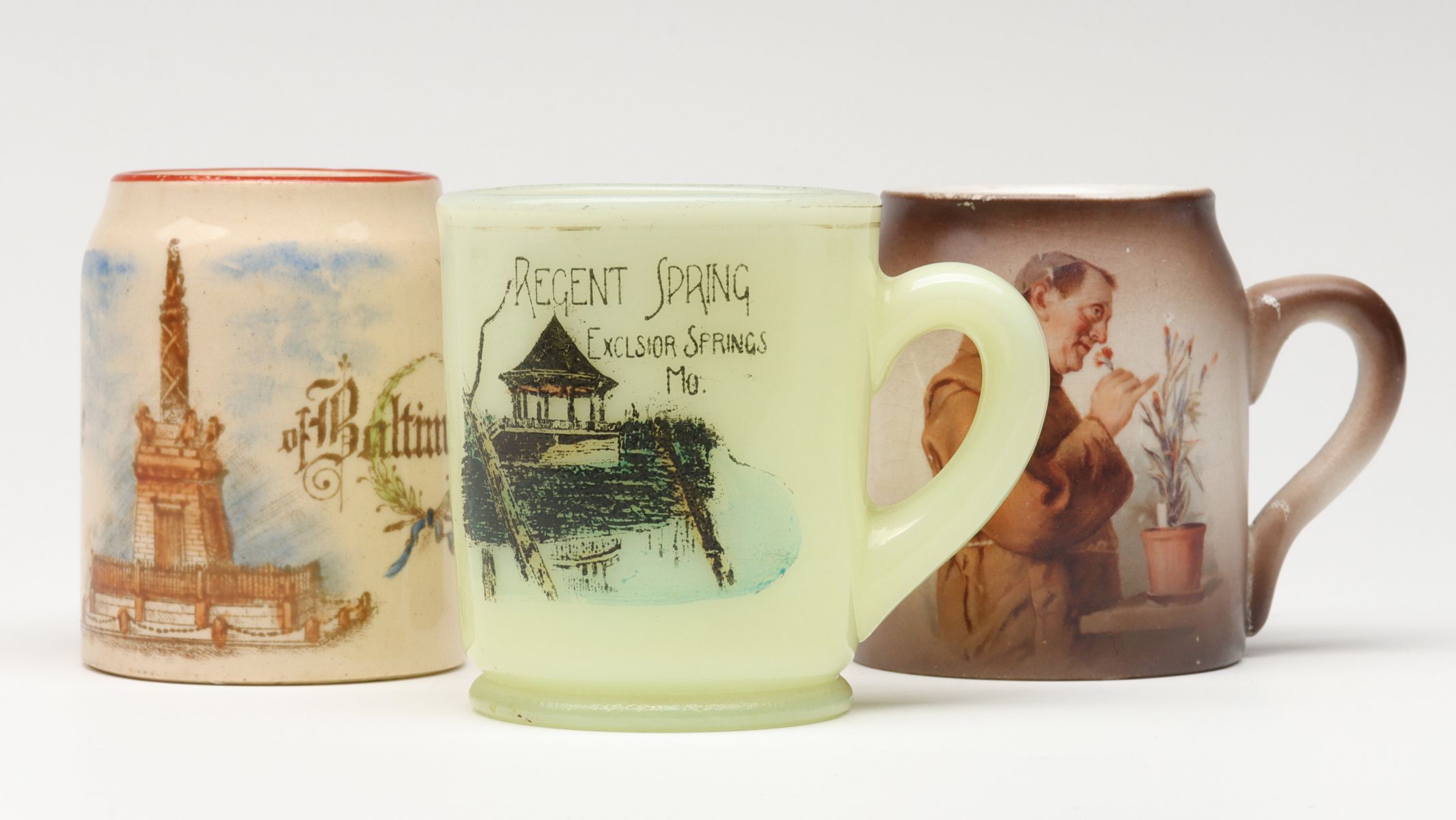 THREE ANTIQUE STRIKER MUGS