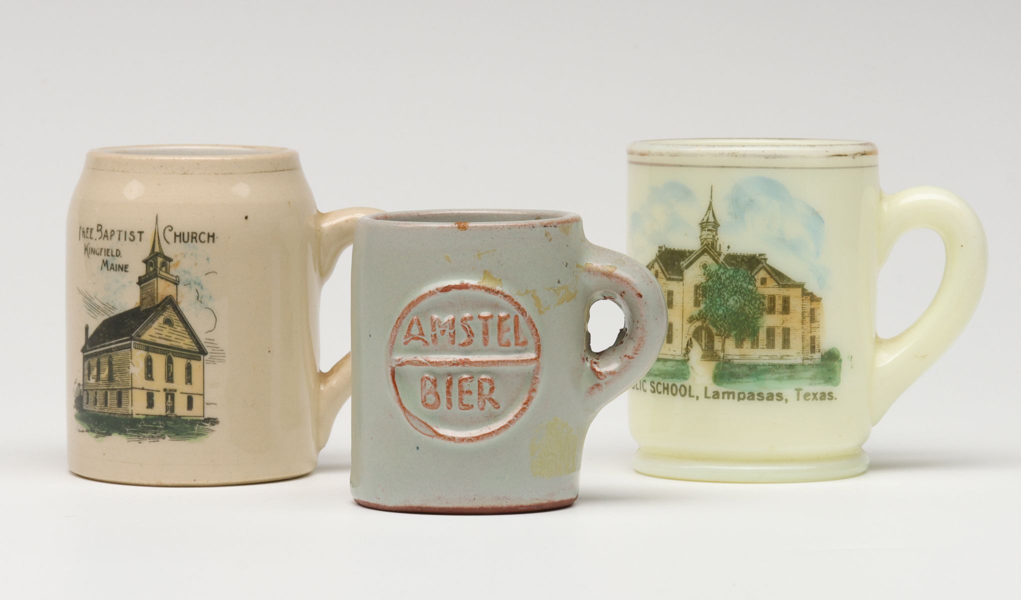 THREE ANTIQUE STRIKER MUGS