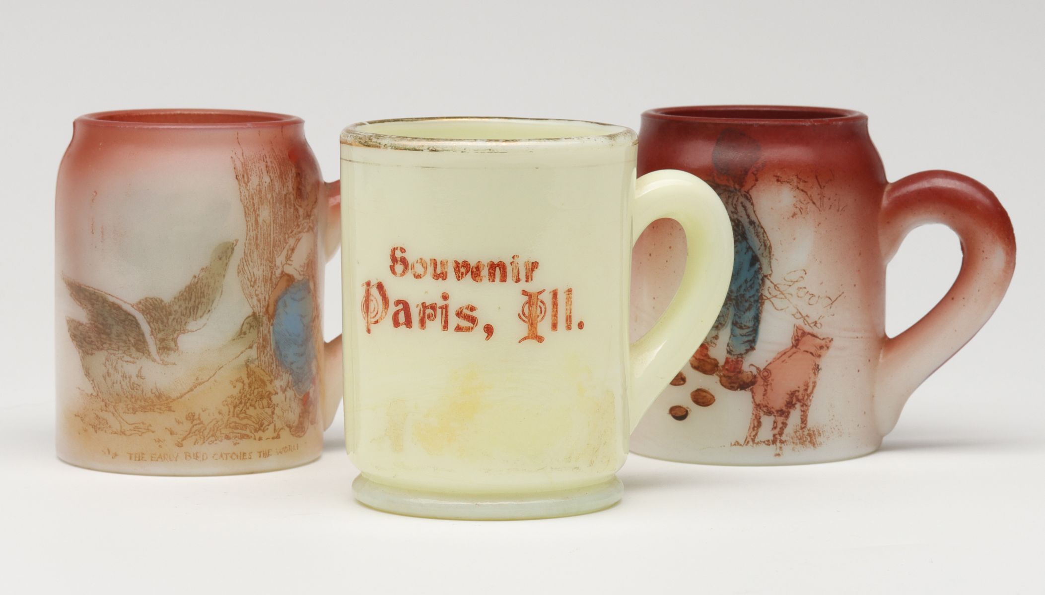 THREE ANTIQUE STRIKER MUGS