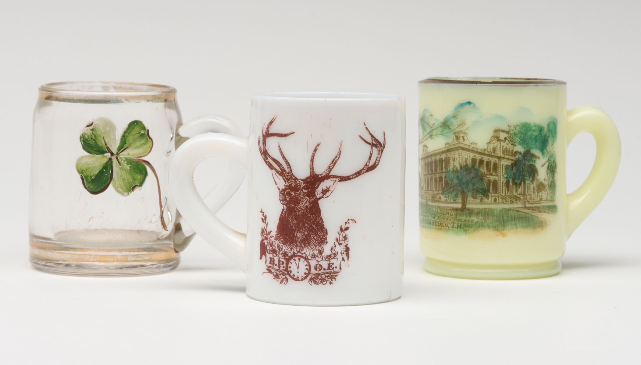 THREE ANTIQUE STRIKER MUGS