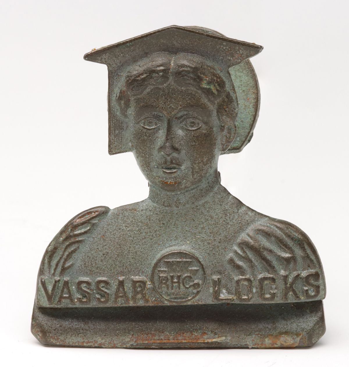 A VASSAR LOCKS FIGURAL PATINATED IRON BILL CLIP C. 1920