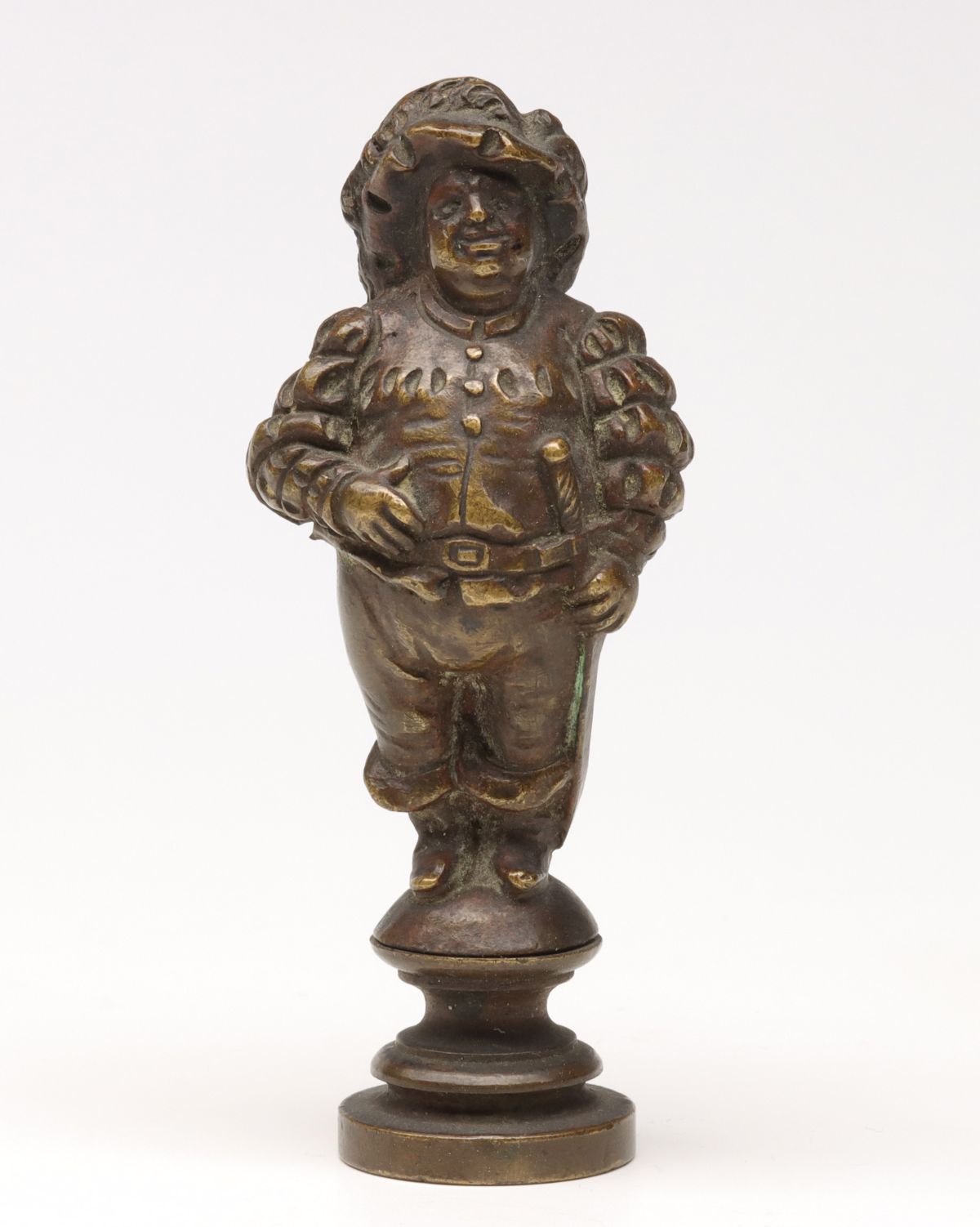 A BRONZE OF BRASS FALSTAFF FIGURAL ANTIQUE WAX SEAL