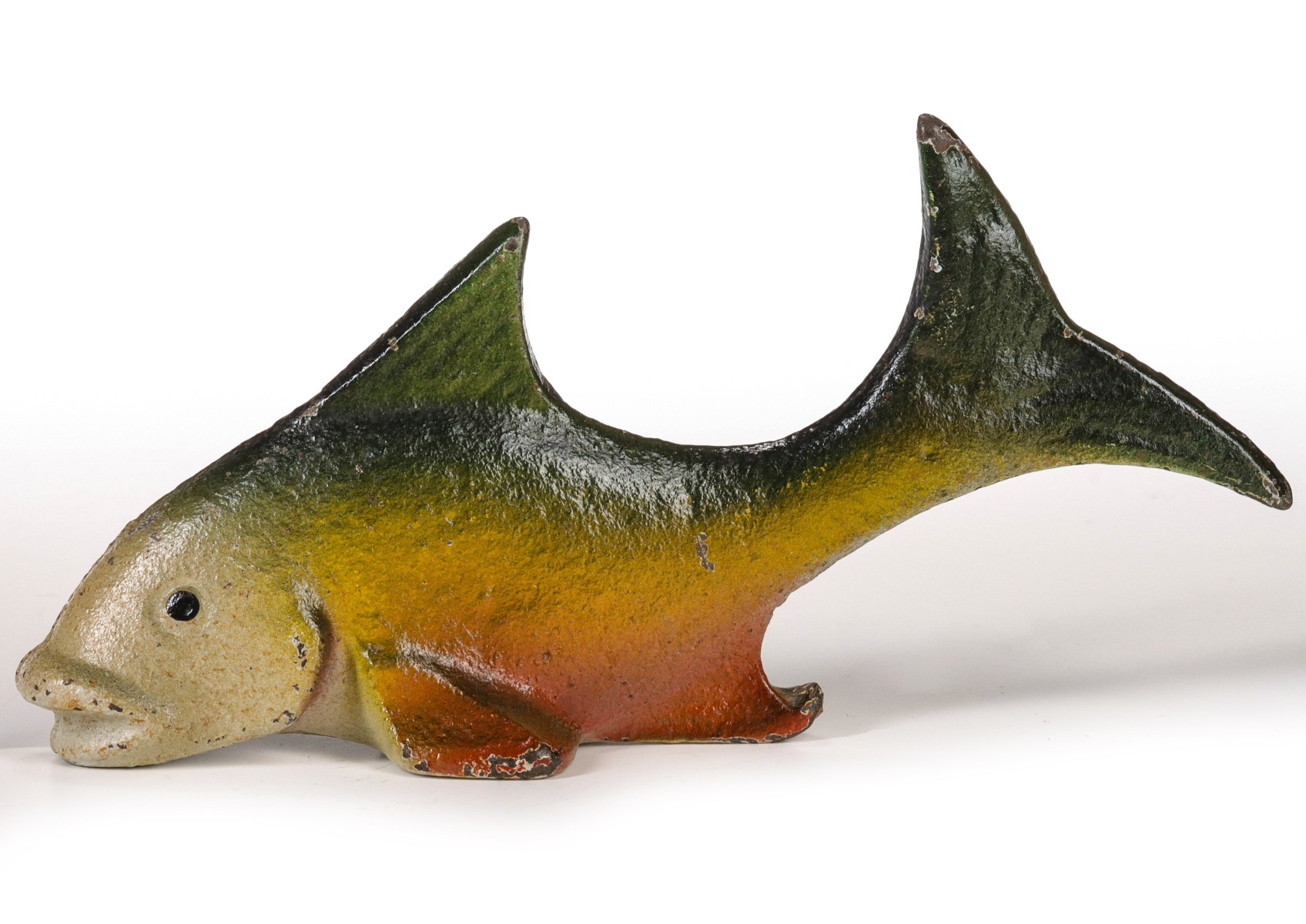 A HEAVY VINTAGE FIGURAL FISH CAST IRON BOTTLE OPENER