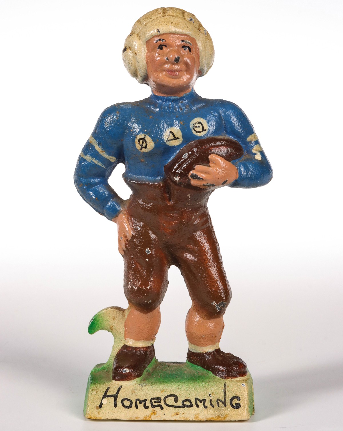 FRAT FOOTBALL PLAYER VINTAGE FIGURAL IRON BOTTLE OPENER